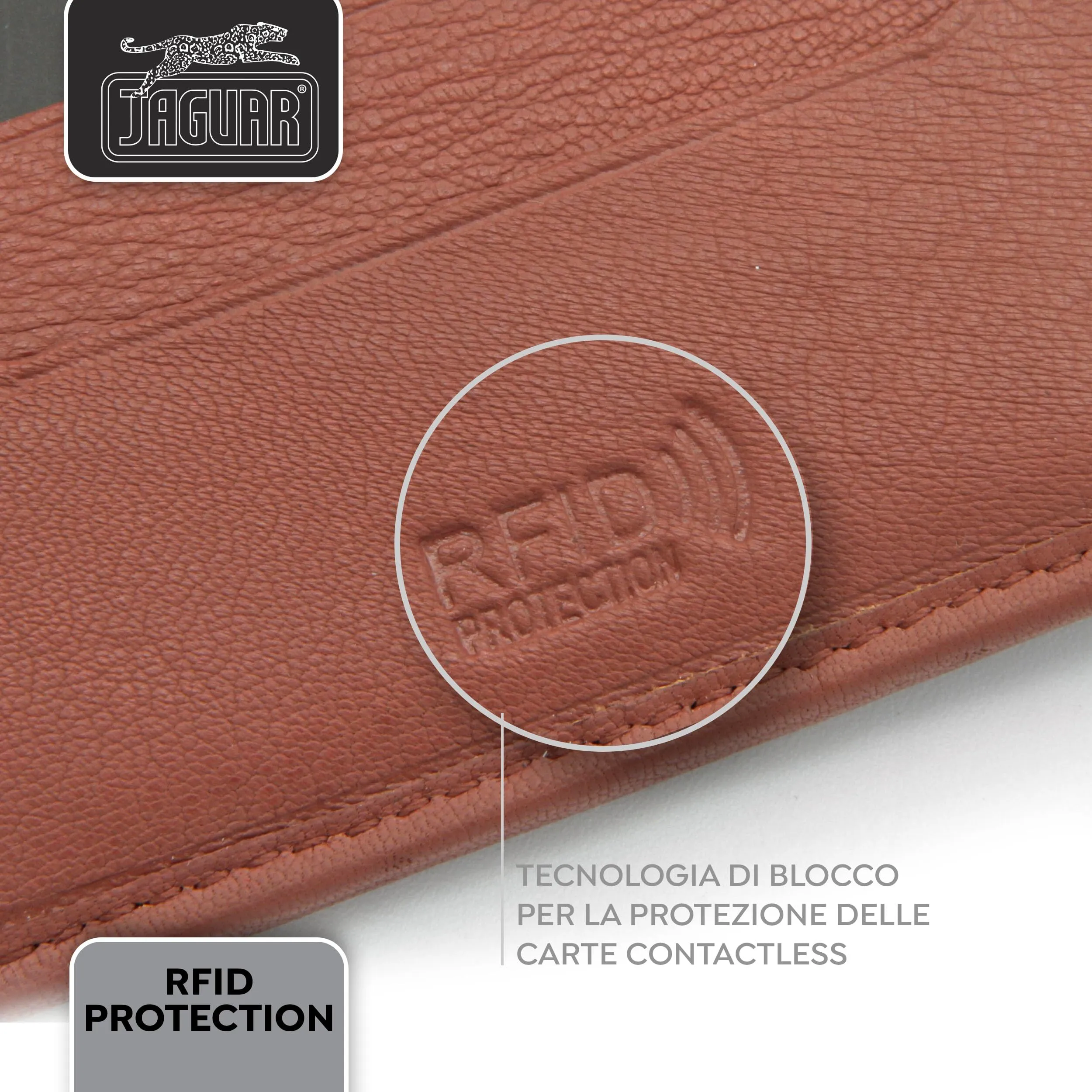 Jaguar Porta Carte di Credito Uomo in Pelle con Protezione RFID (Azteco) - immagine 7