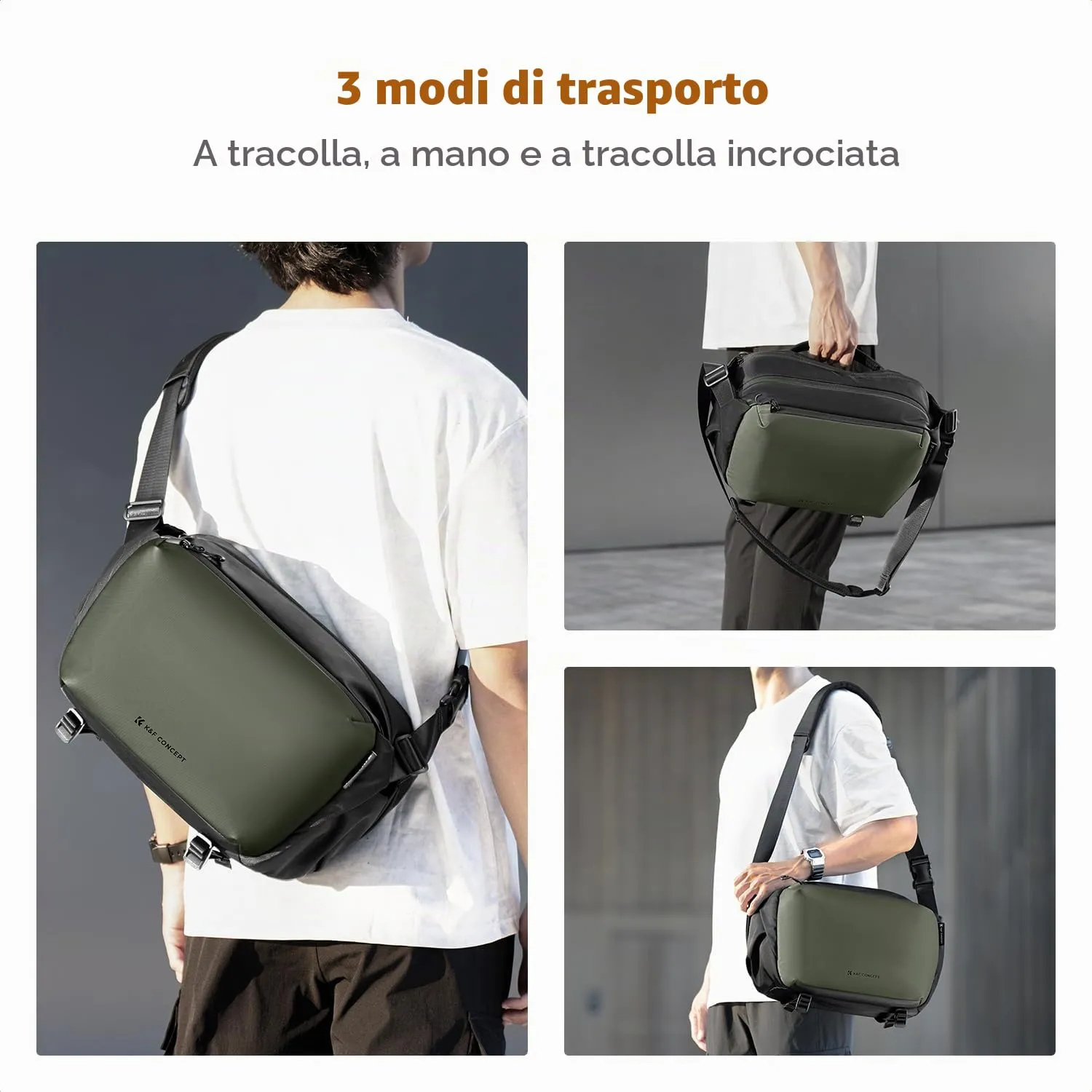 K&F Concept Borsa Fotografica a Tracolla Impermeabile e Antiurto, 37cm, Nero - immagine 7