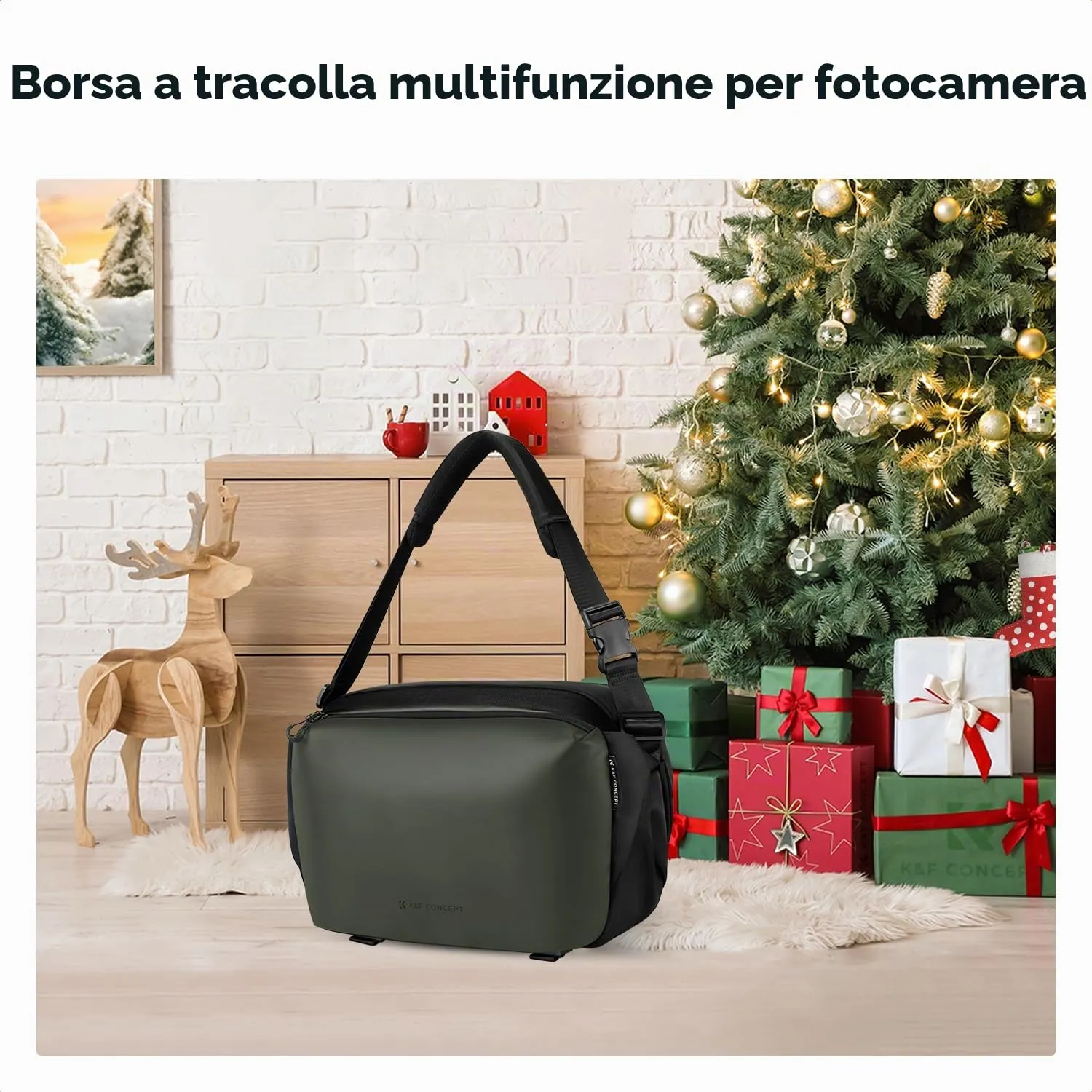 K&F Concept Borsa Fotografica a Tracolla Impermeabile e Antiurto, 37cm, Nero - immagine 9