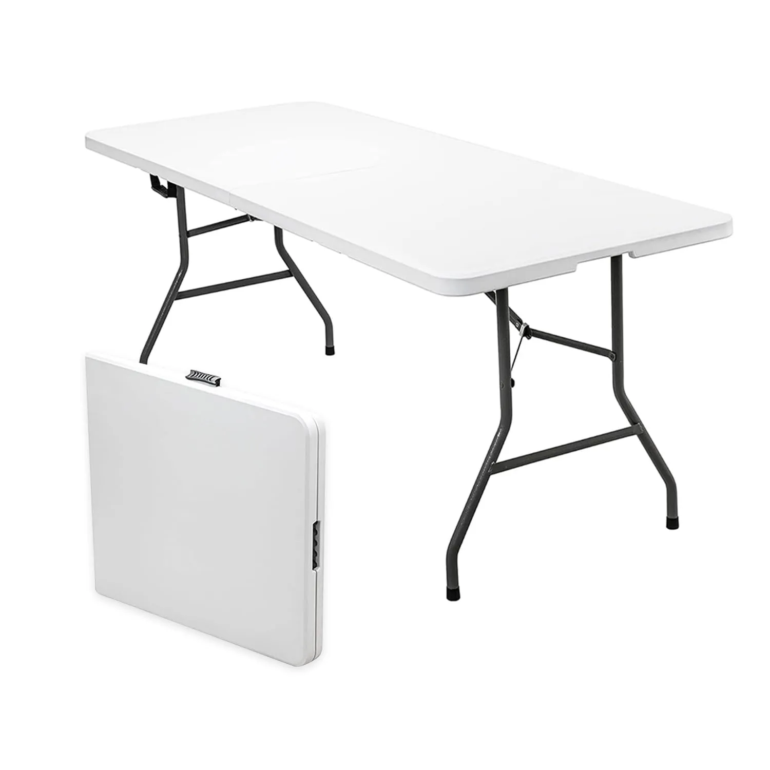 Avilia Tavolo da Pranzo Pieghevole Rettangolare in Plastica HDPE, 180x70x74 cm, Bianco - immagine 9