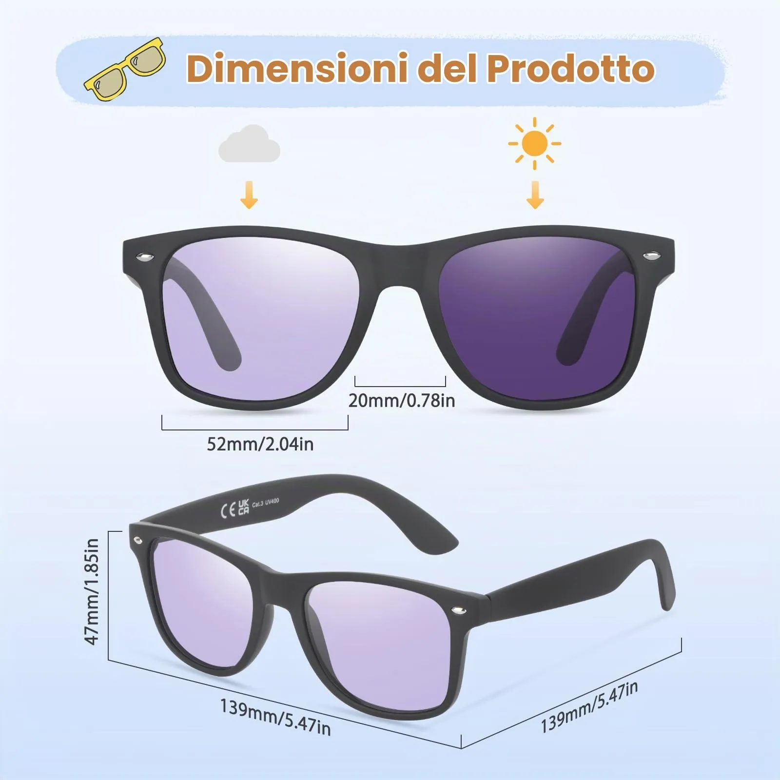 Ymmott Occhiali da Sole Polarizzati Retrò UV400 Unisex - immagine 3