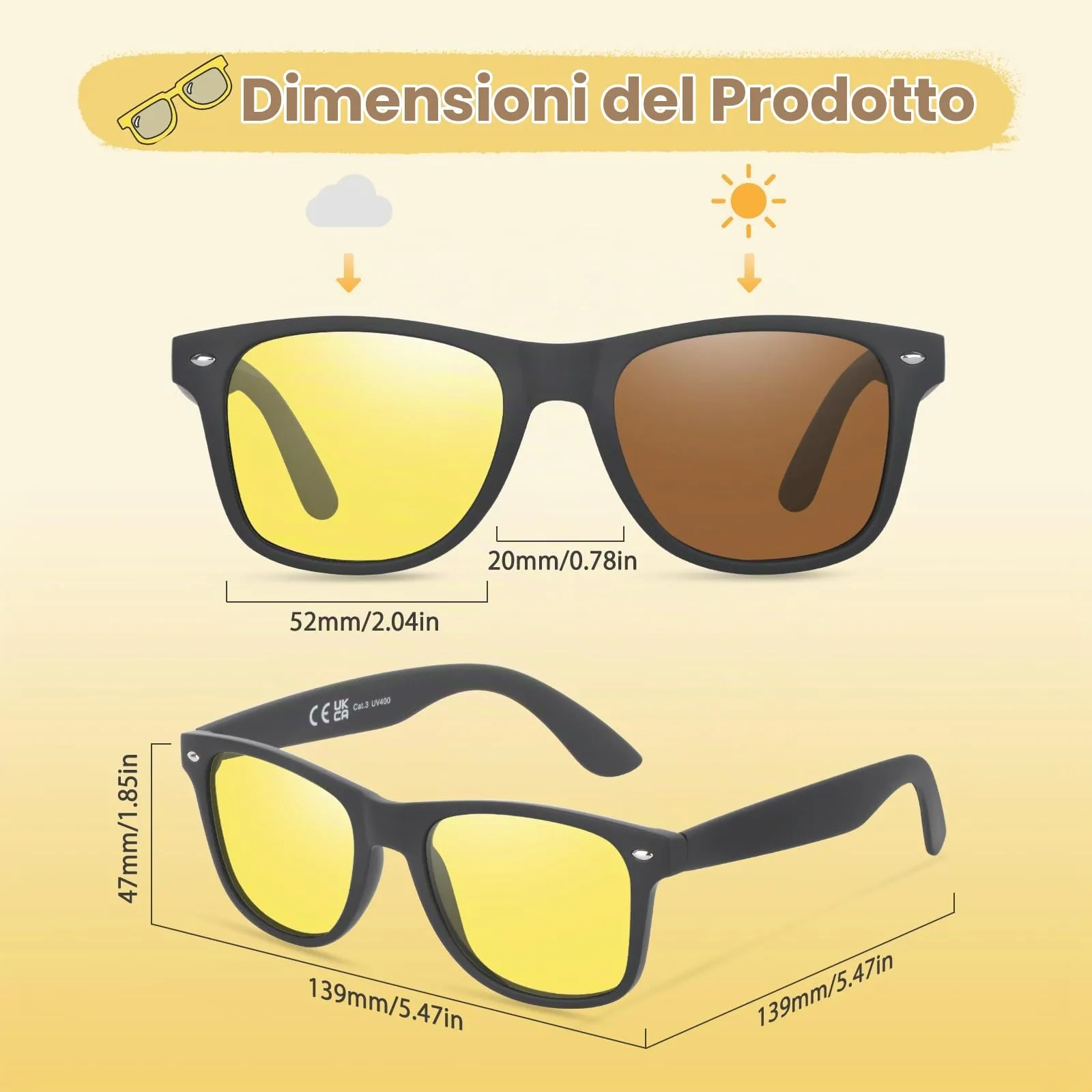 Ymmott Occhiali da Sole Polarizzati Stile Retrò Protezione UV400 - immagine 3