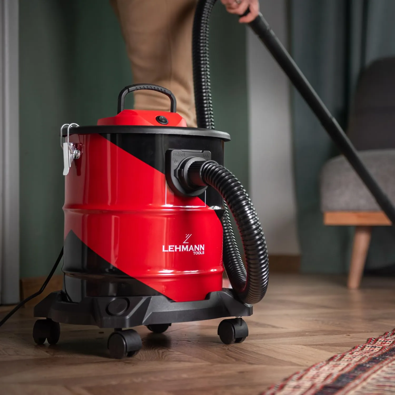 LEHMANN Haddo Aspirapolvere Industriale 2000 W, Aspiracenere con Serbatoio in Acciaio Inox da 20 L, Filtro HEPA, Funzione Soffiante, Rosso e Nero - immagine 6