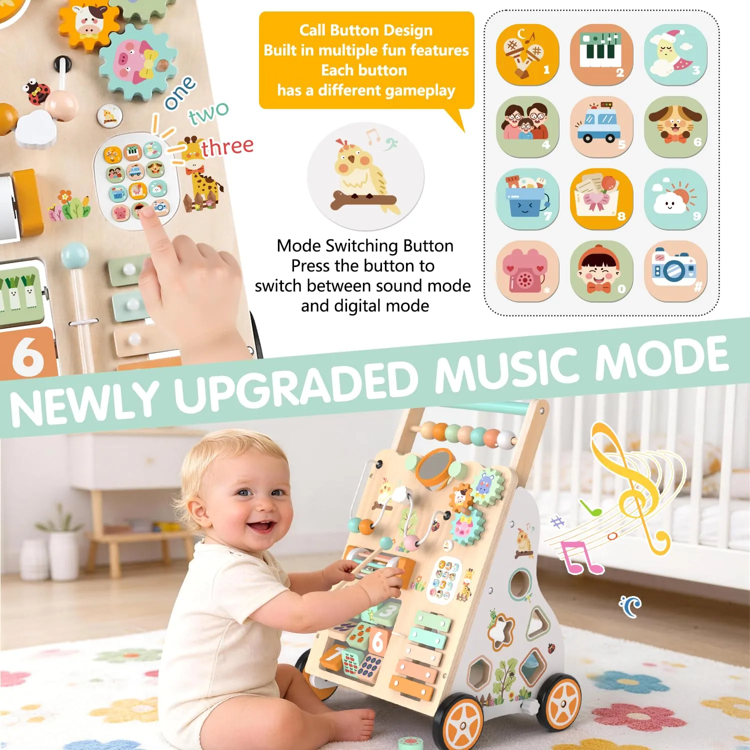 Weilim Carrello Primi Passi in Legno Montessori per Bambini 12+ Mesi - immagine 5