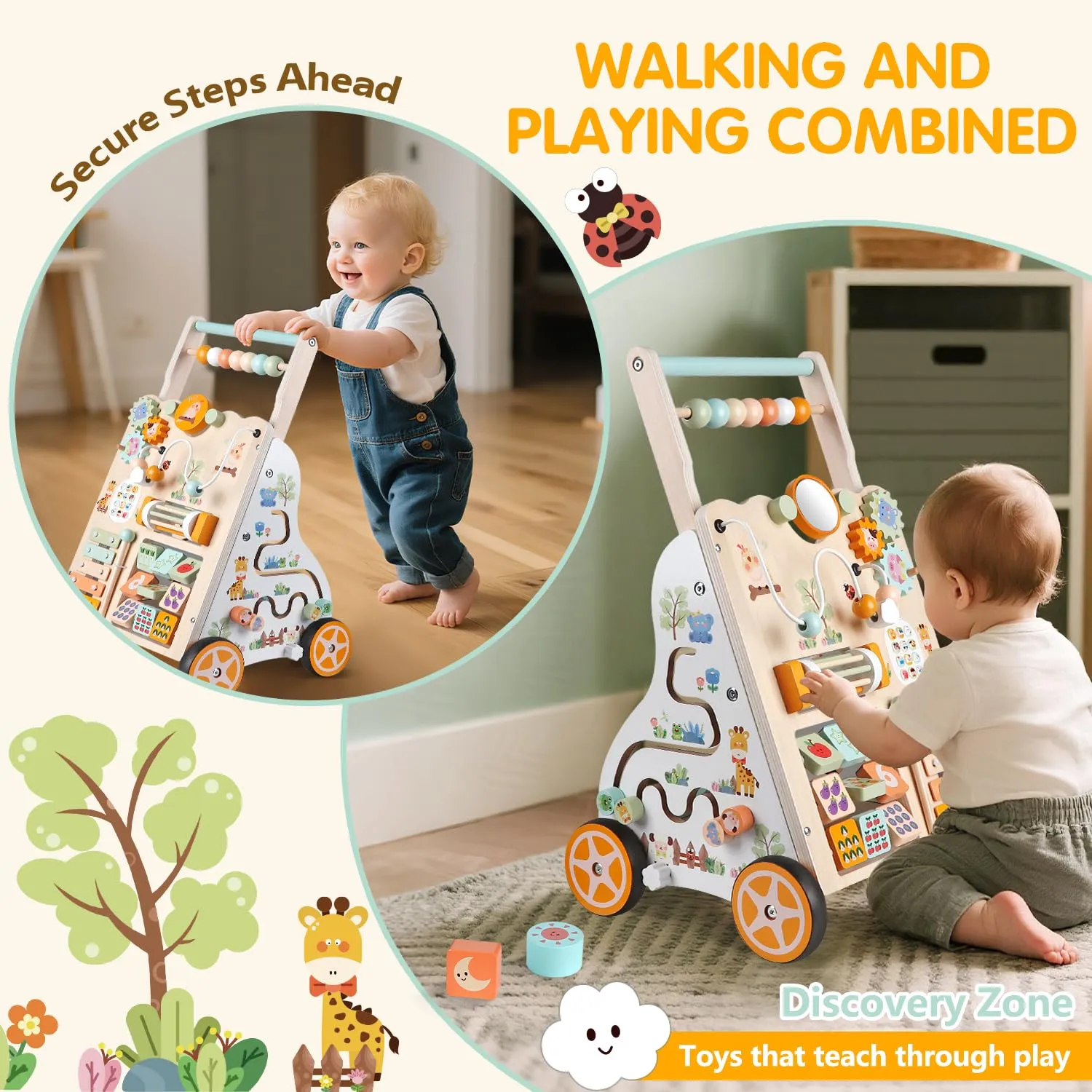 Weilim Carrello Primi Passi in Legno Montessori per Bambini 12+ Mesi - immagine 6
