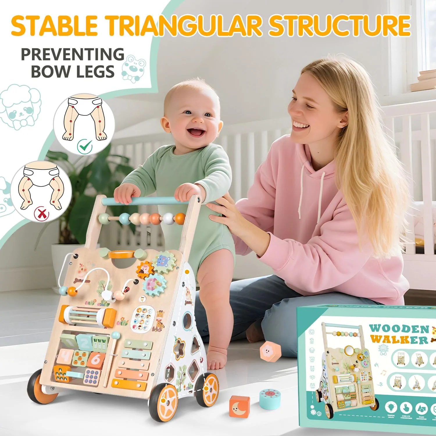 Weilim Carrello Primi Passi in Legno Montessori per Bambini 12+ Mesi - immagine 7
