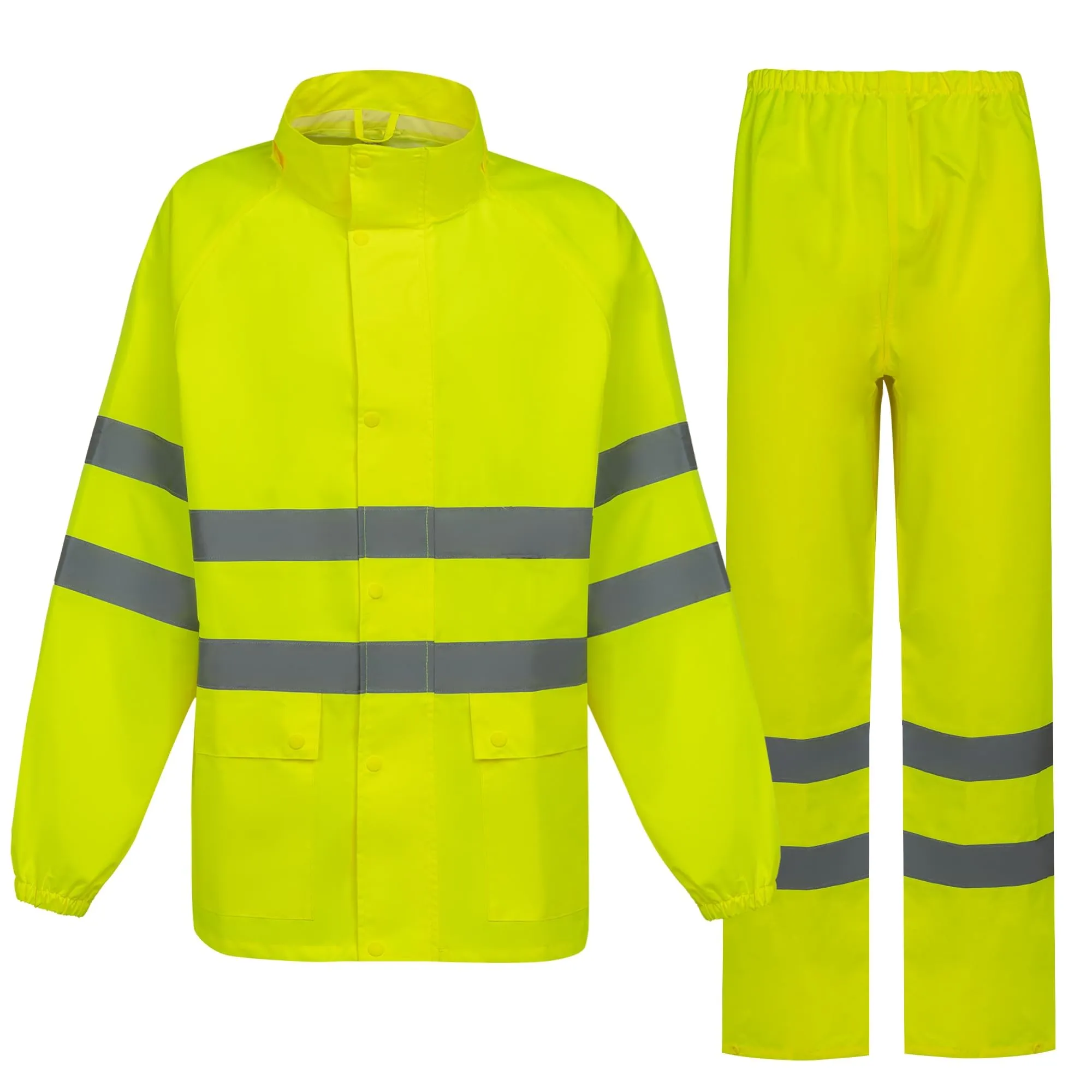 BWOLF Himalaya Tuta Impermeabile da Uomo con Cappuccio e Pantaloni, Giallo HV, XL - immagine 1