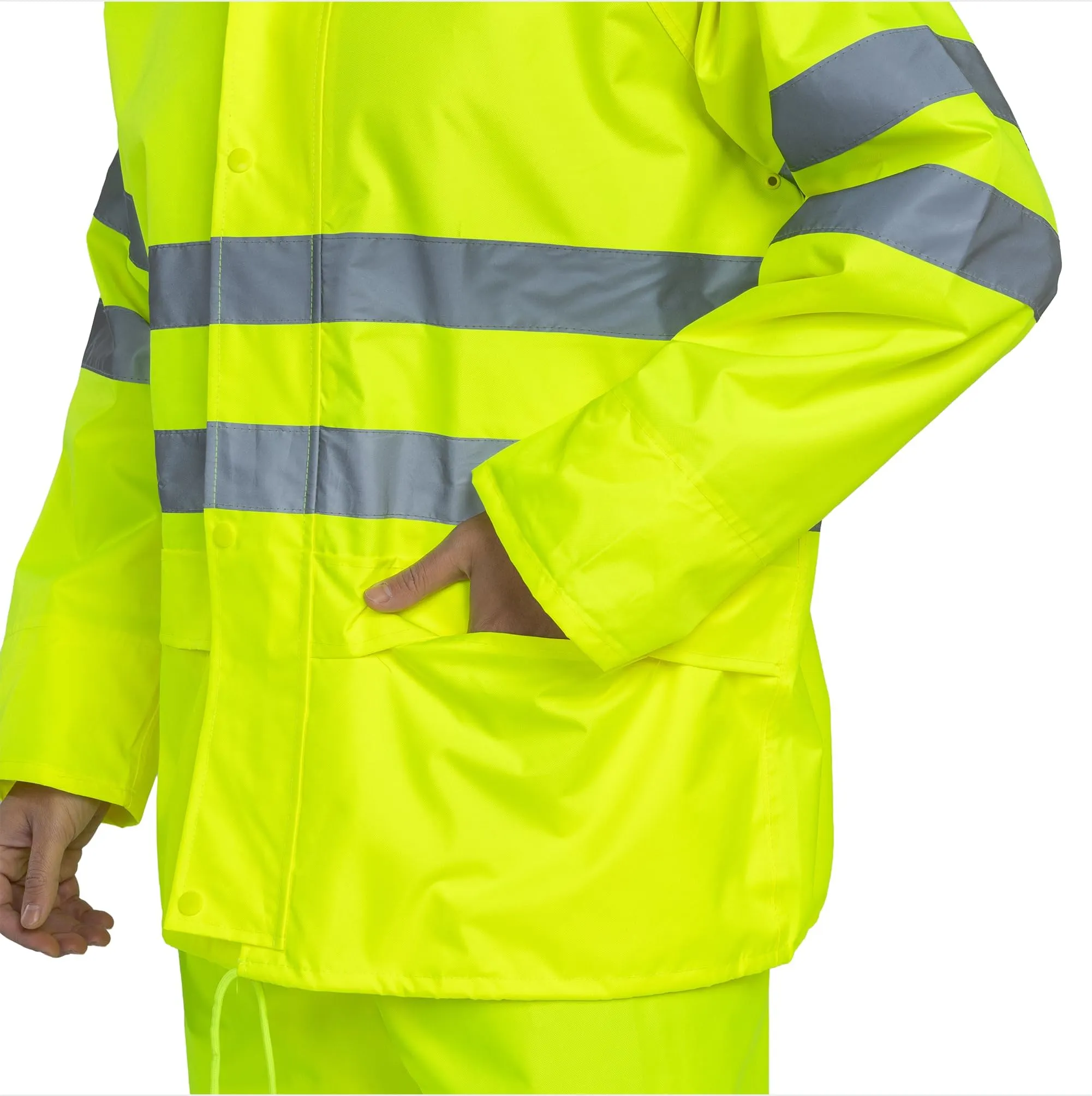 BWOLF Himalaya Tuta Impermeabile da Uomo con Cappuccio e Pantaloni, Giallo HV, XL - immagine 3