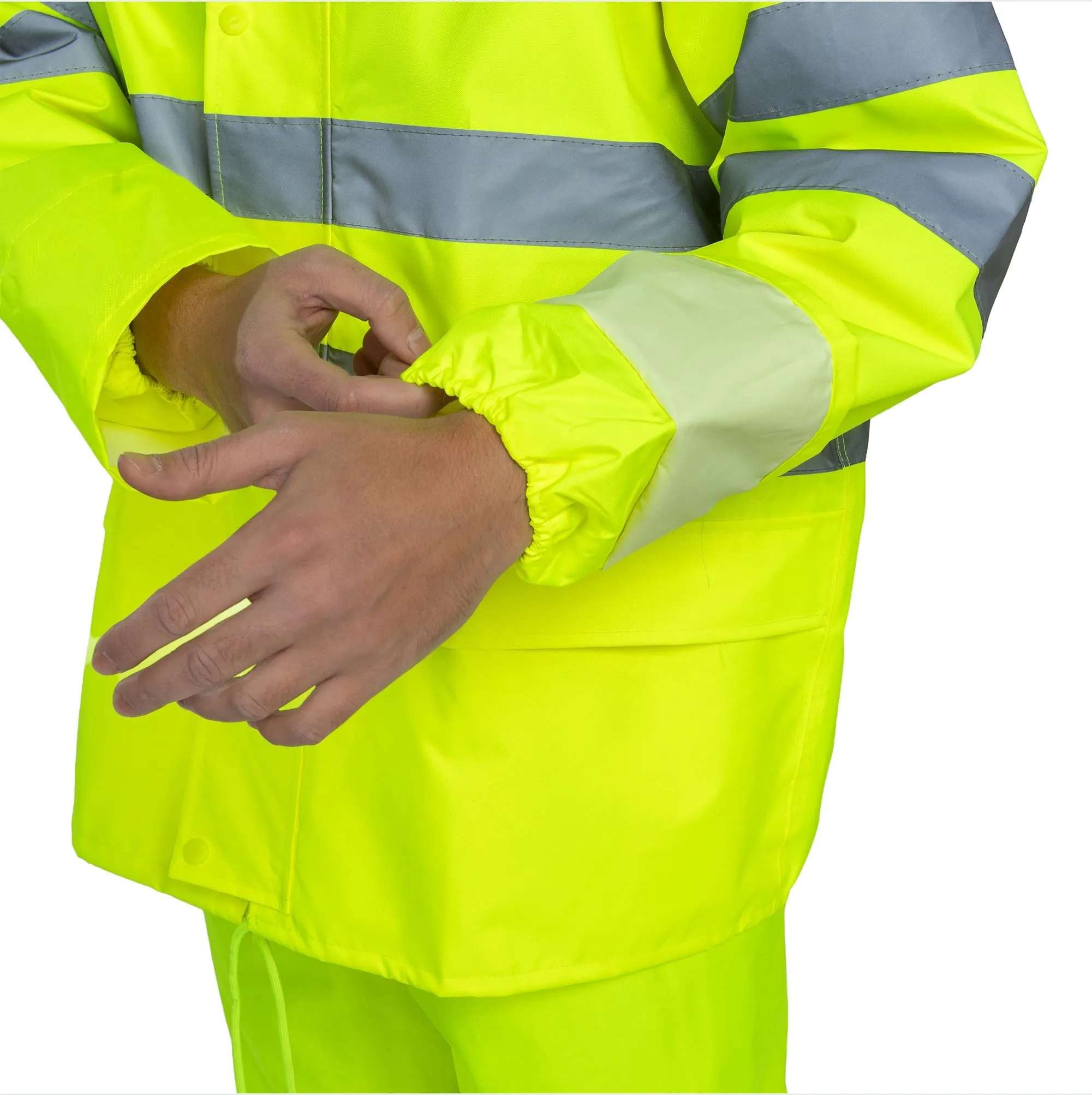BWOLF Himalaya Tuta Impermeabile da Uomo con Cappuccio e Pantaloni, Giallo HV, XL - immagine 4