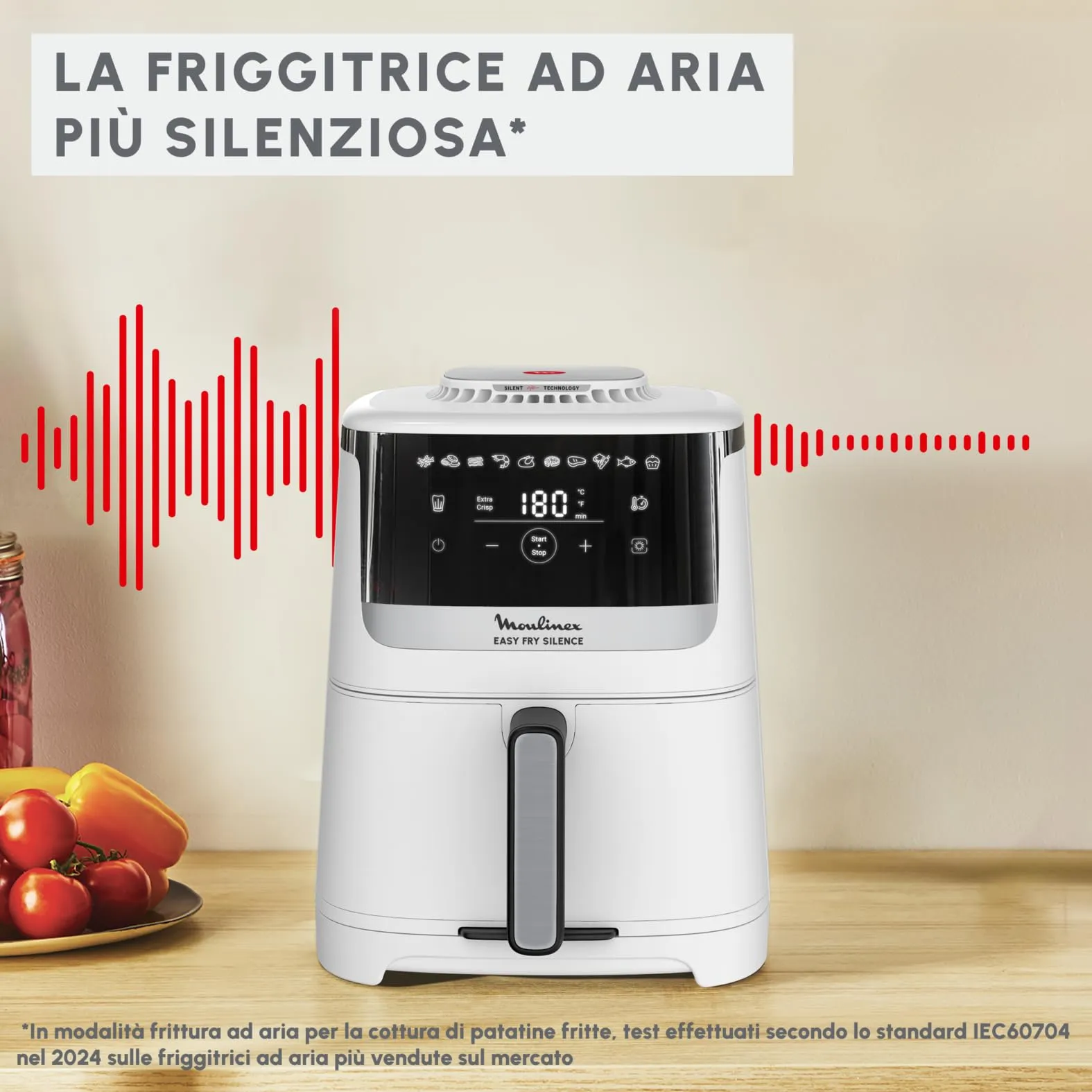 Moulinex Easy Fry Silence Friggitrice ad Aria 5L 1670W EZ5521 Bianca - immagine 3