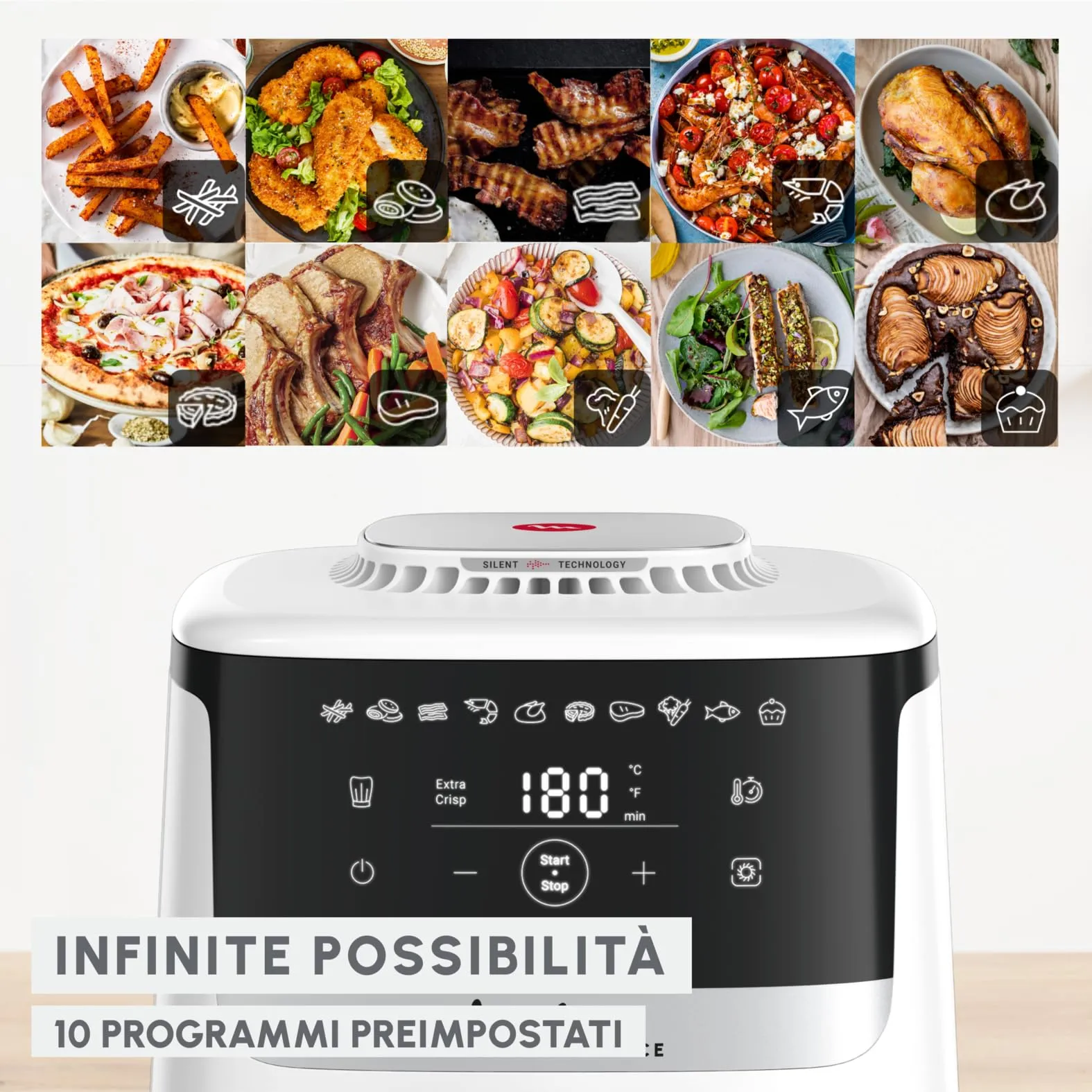 Moulinex Easy Fry Silence Friggitrice ad Aria 5L 1670W EZ5521 Bianca - immagine 5