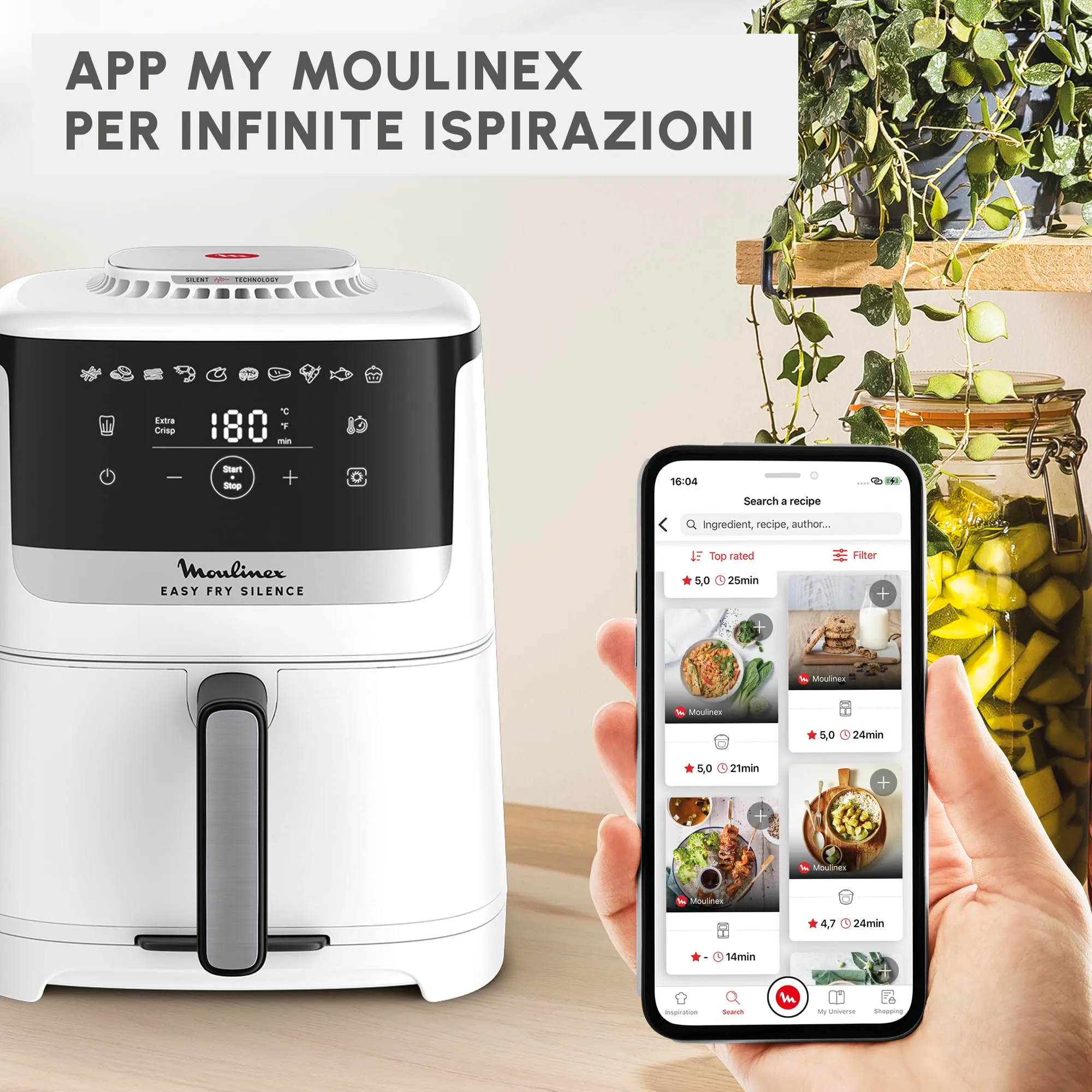 Moulinex Easy Fry Silence Friggitrice ad Aria 5L 1670W EZ5521 Bianca - immagine 8