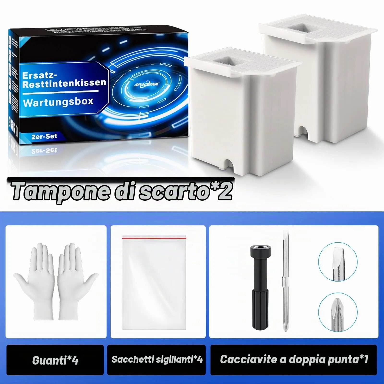 Spaceink Cuscinetto di inchiostro residuo di ricambio con software di reset per Epson Ecotank ET-4800 ET-2820 ET-2720 ET-2871 ET-4700 L3110 ET-2870 ET-2880 ET-2400 ET-2711 ET-2800 - immagine 4