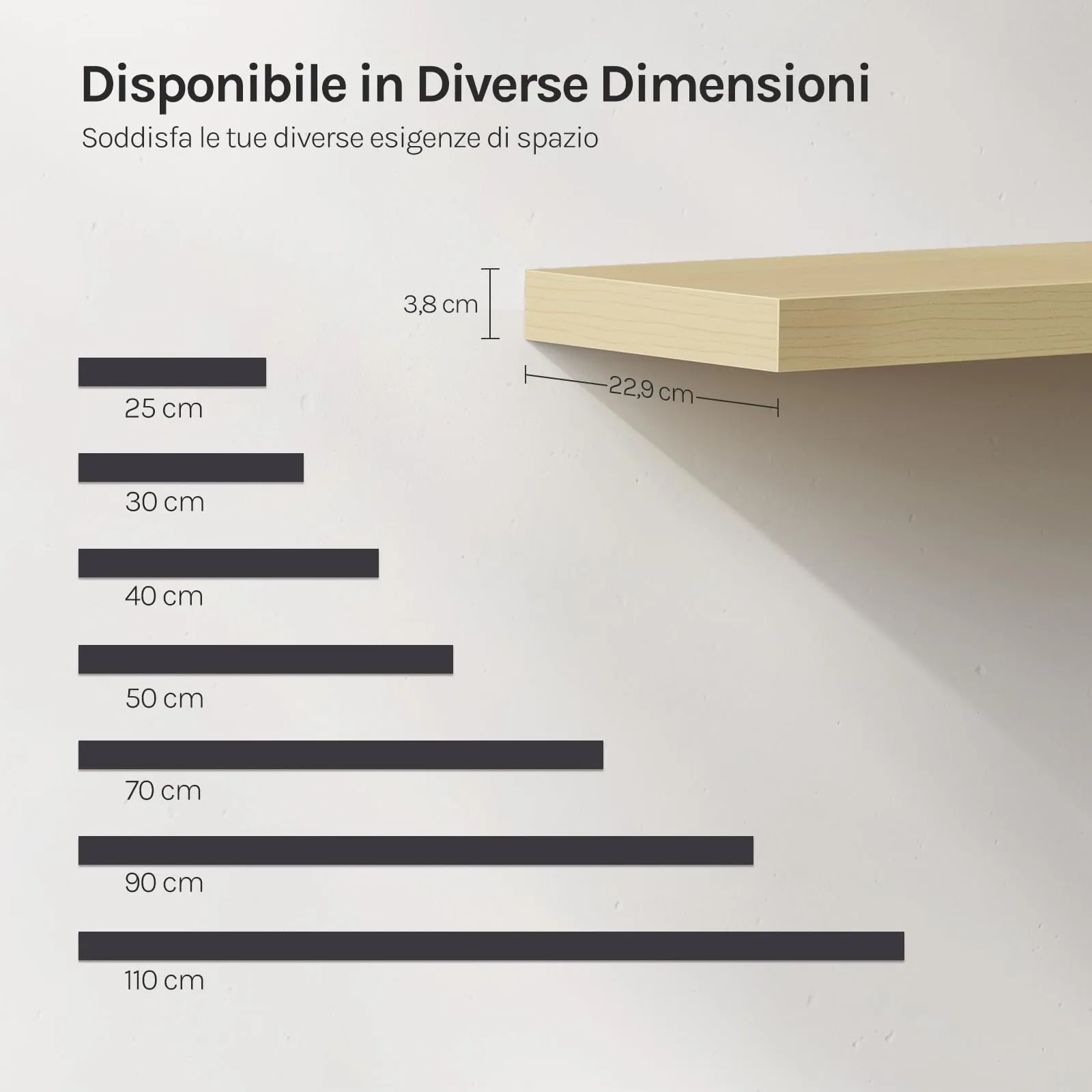 WOLTU Mensola da Muro in MDF Rovere, 25x22.9x3.8 cm - immagine 3
