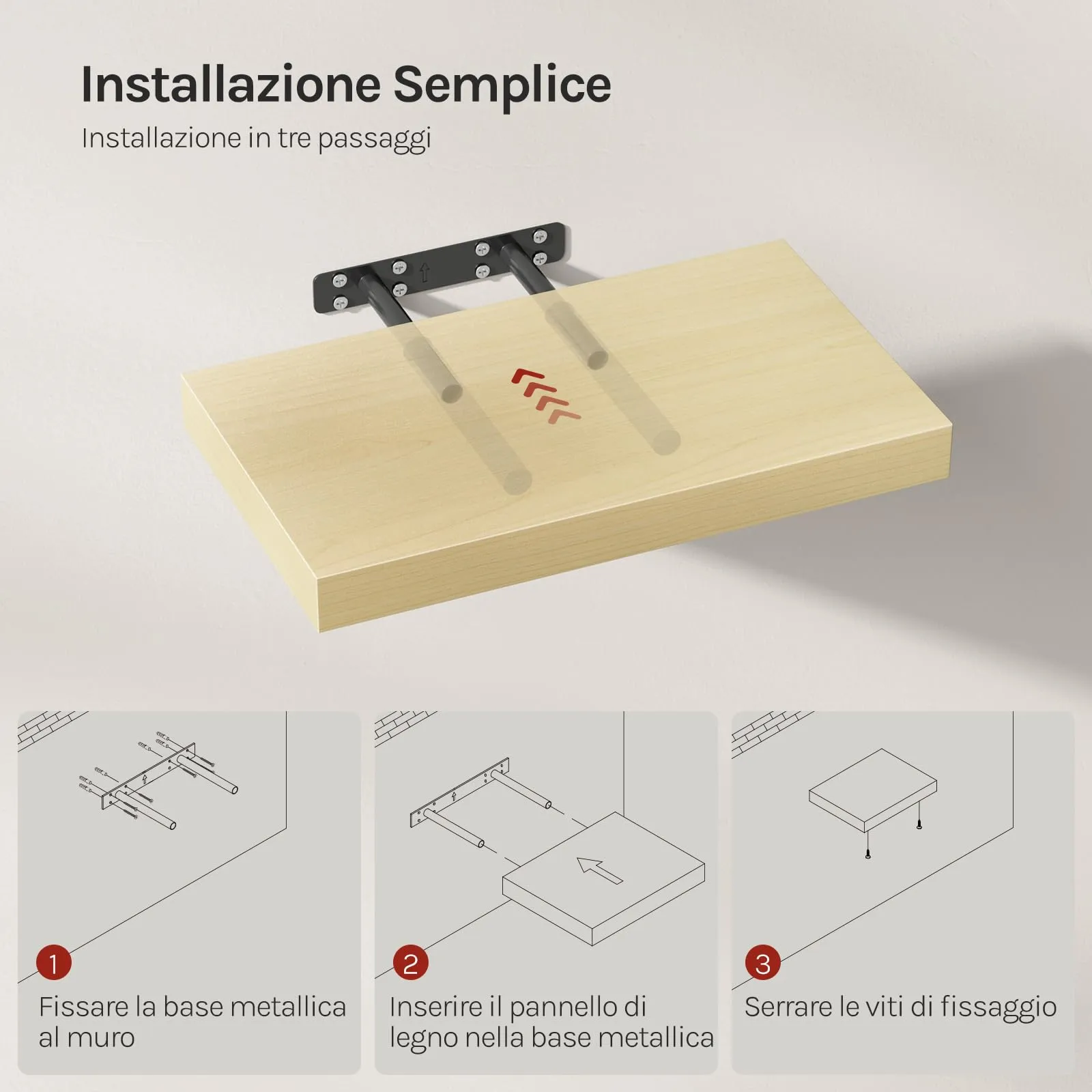 WOLTU Mensola da Muro in MDF Rovere, 25x22.9x3.8 cm - immagine 6