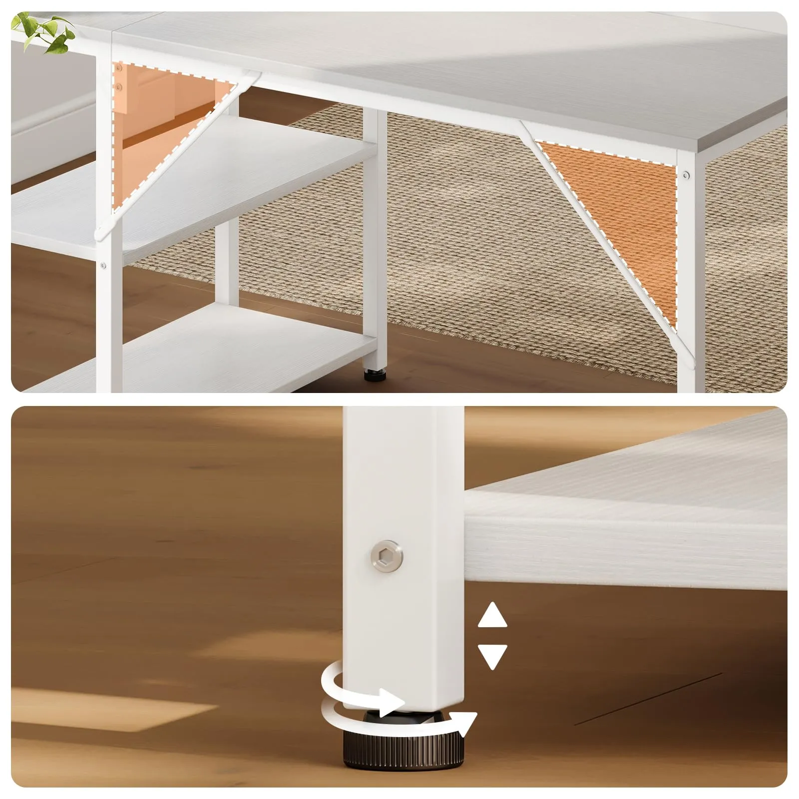 Coleshome Scrivania Angolare con Libreria Reversibile, 100 x 70 cm, Bianca - immagine 6