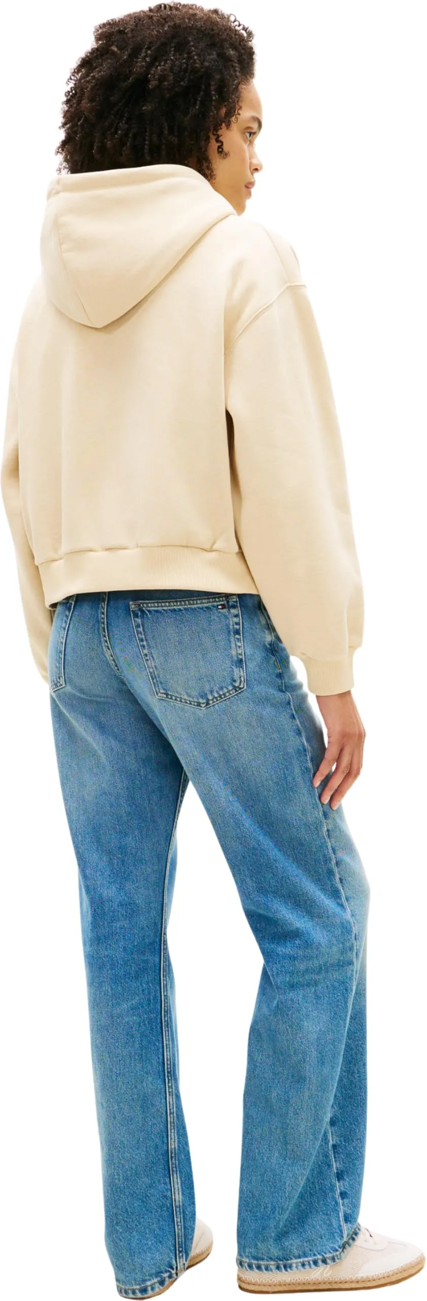 Tommy Hilfiger Donna Felpa con Cappuccio Corp Logo, Avorio, XL - immagine 2