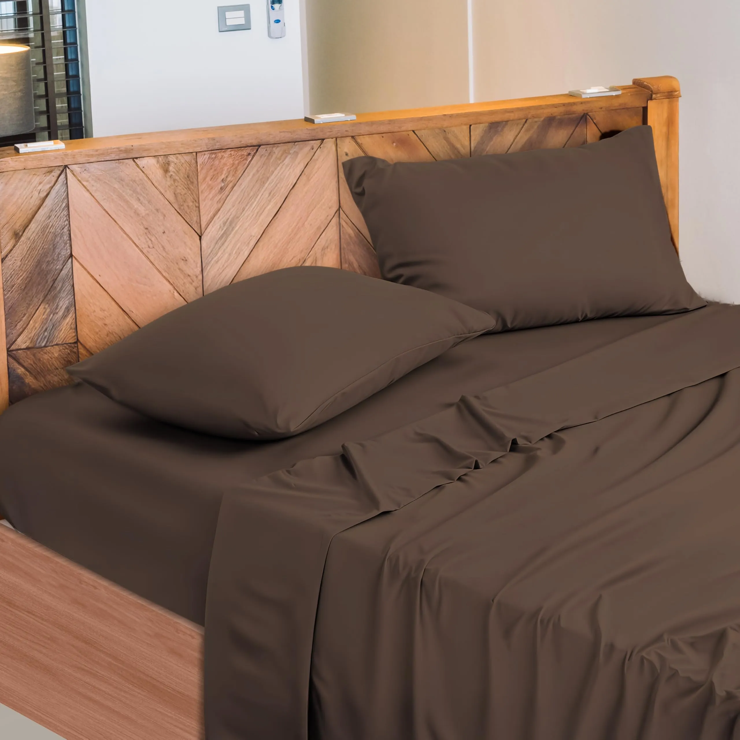 Narciso Lenzuola Una Piazza e Mezza 100% Cotone Made in Italy, Completo Letto con Lenzuolo Sotto 130x200, Sopra 190x290 e Federa 50x80cm (Fango) - immagine 1