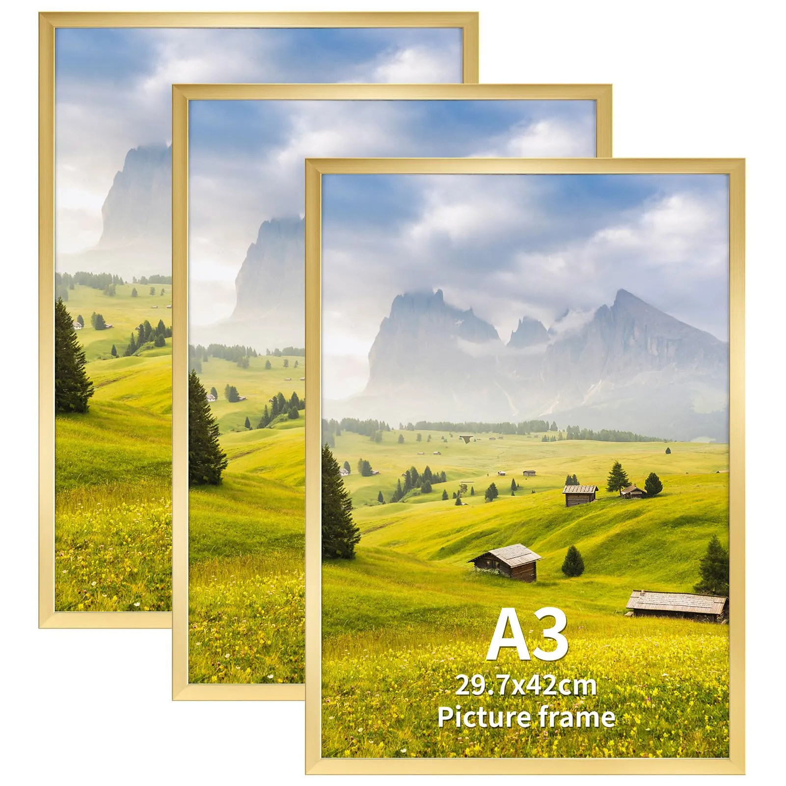 Hoikwo Cornice A3 in PVC Dorata, Set di 3 - immagine 1