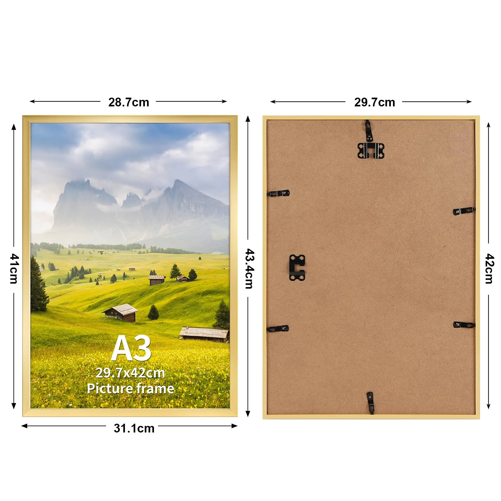 Hoikwo Cornice A3 in PVC Dorata, Set di 3 - immagine 2