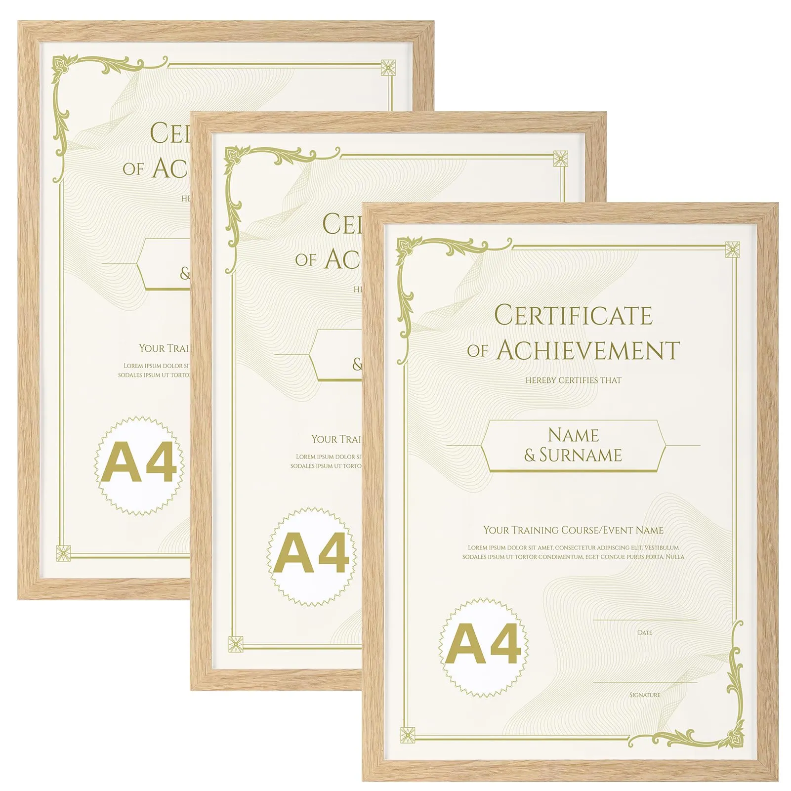 Hoikwo Cornice A4 in PVC Colore Legno Naturale, Set da 3 Pezzi - immagine 1