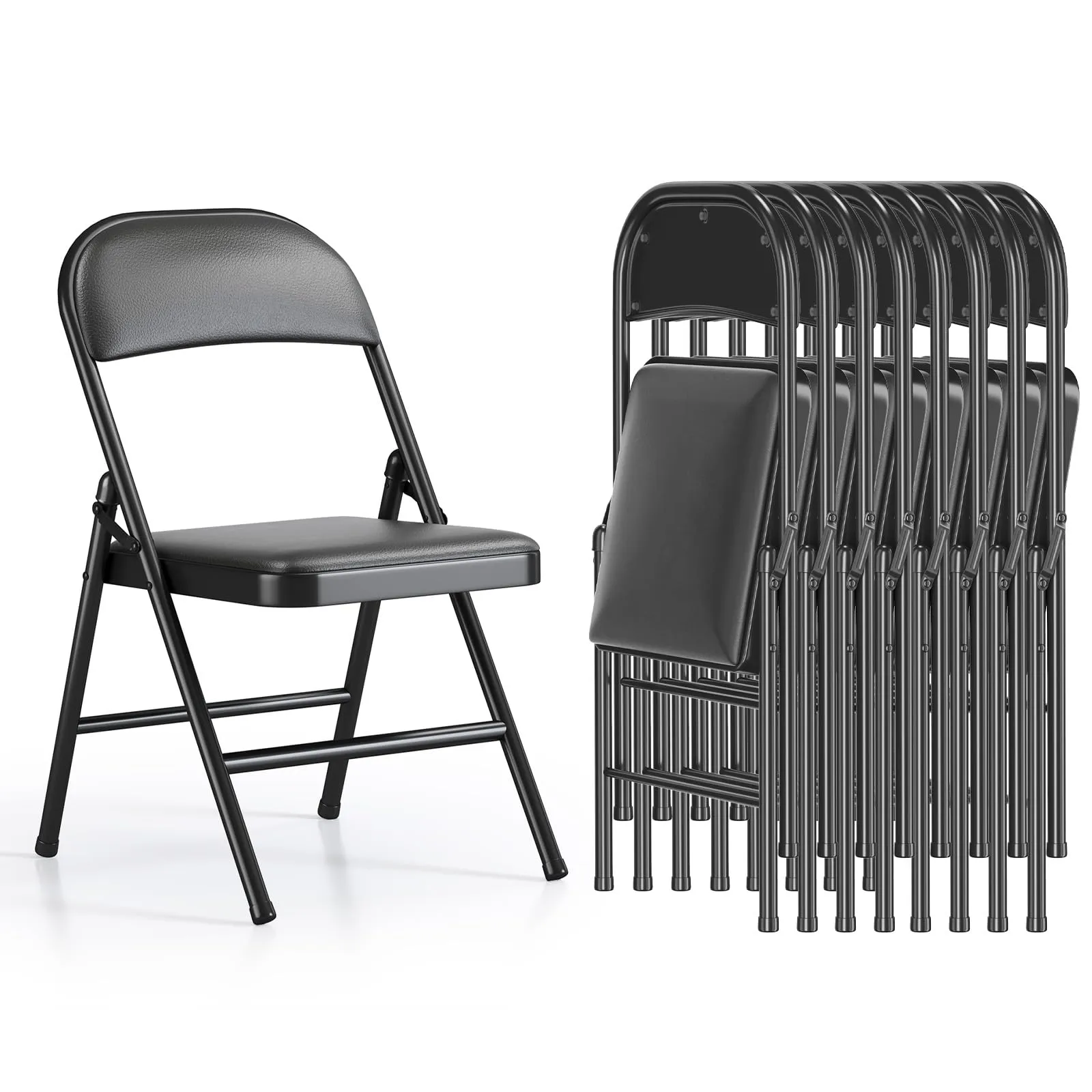 Asdsed Set di 8 Sedie Pieghevoli Imbottite, Portata 160 kg, Nero - immagine 1