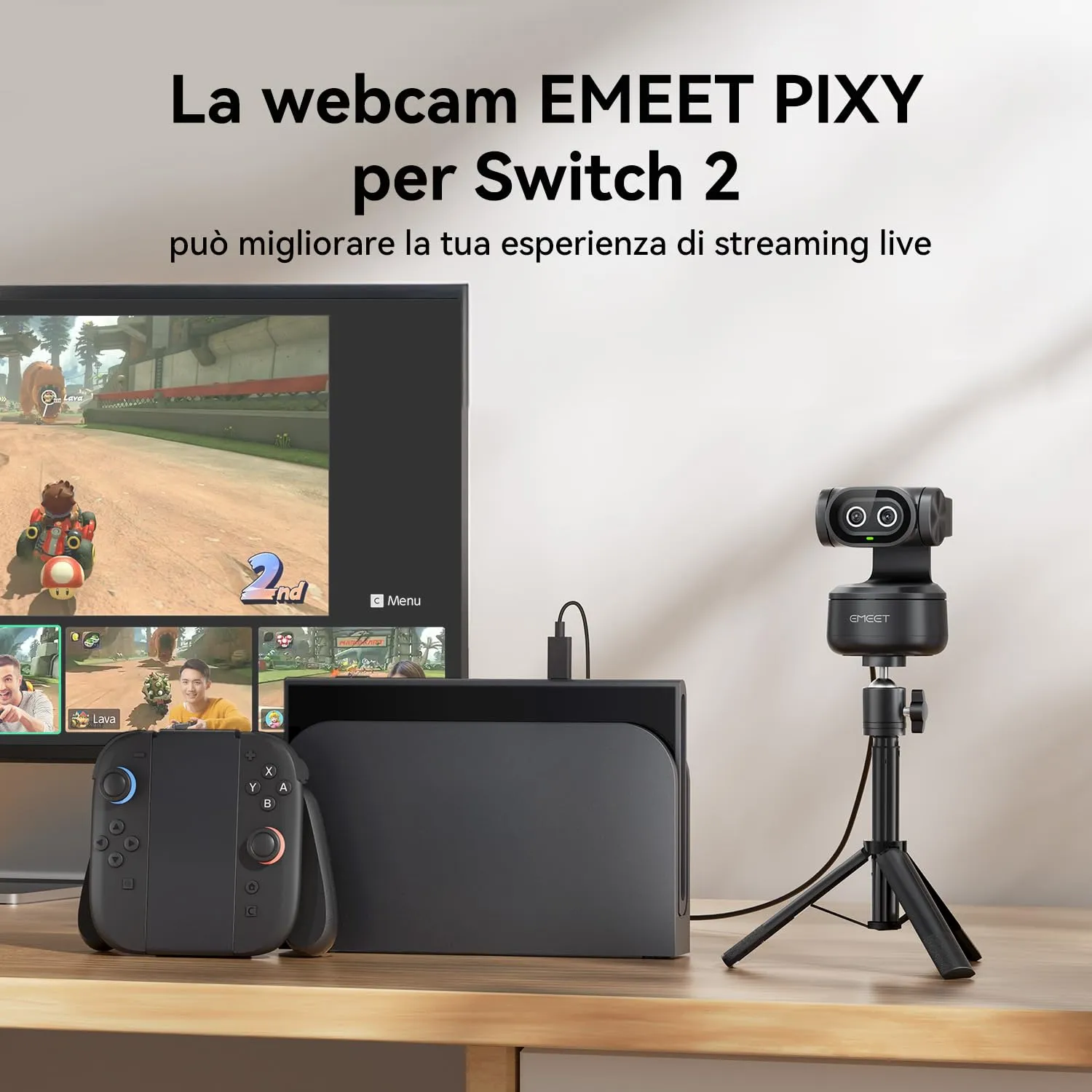 EMEET PIXY Telecamera PTZ 4K a Doppia Telecamera AI, Sensore Sony, 3 Microfoni, Compatibile con OBS/Twitch/Switch 2 - immagine 10