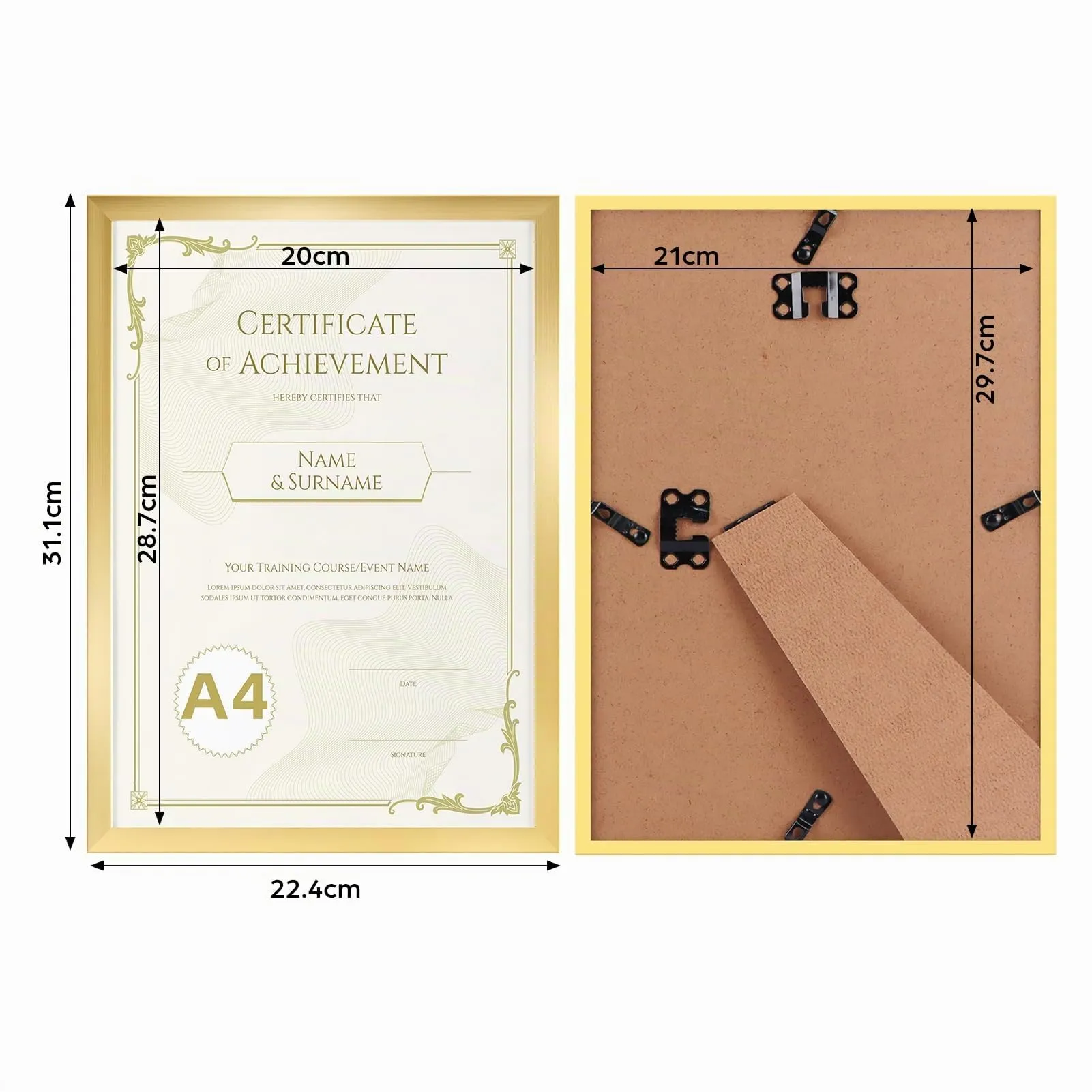 Hoikwo Cornice A4 in PVC Dorata, Set di 3 - immagine 2