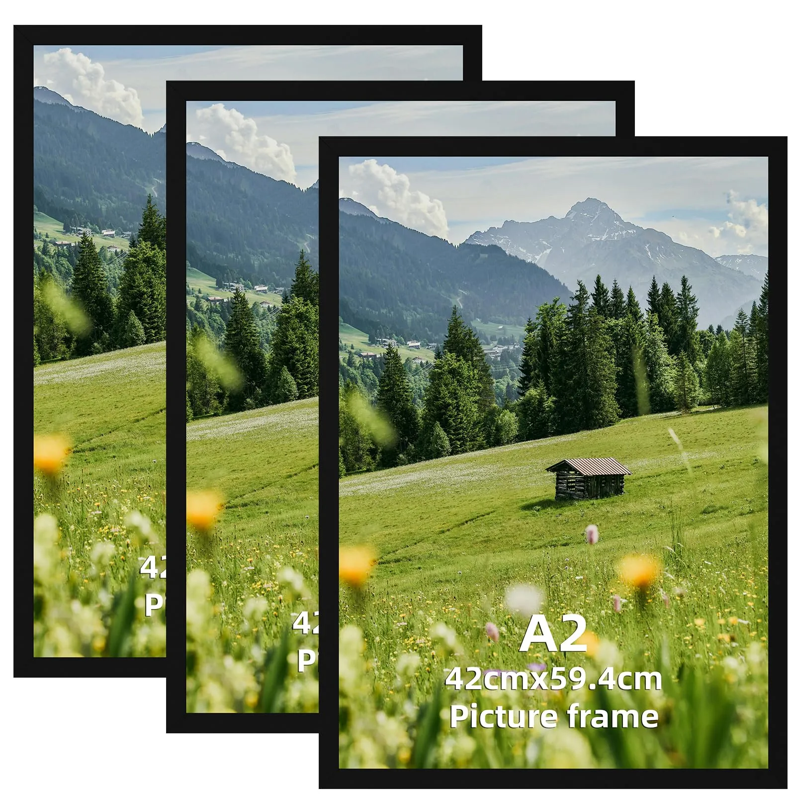Hoikwo Cornice A2 in Alluminio, Nera, Set di 3 - immagine 1