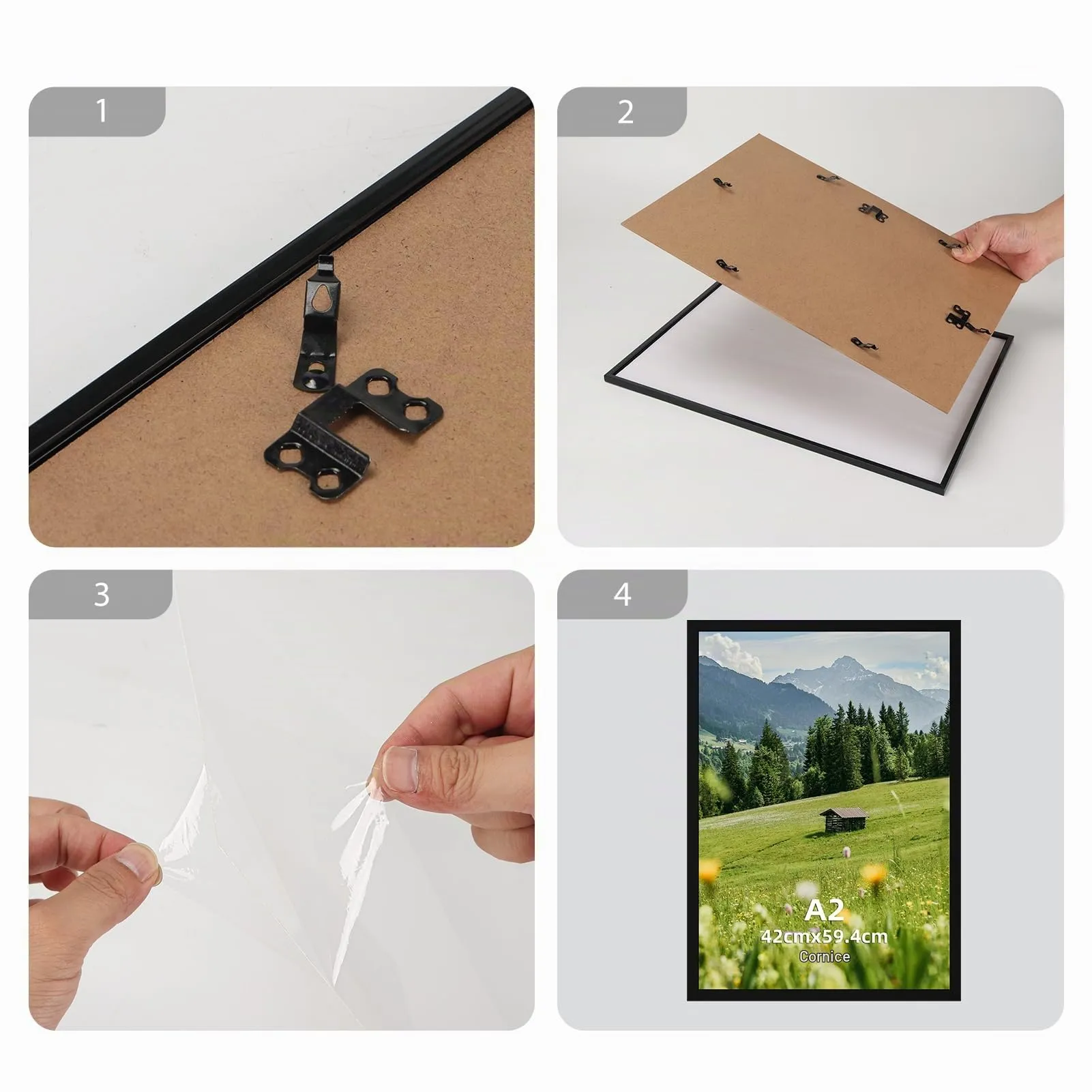 Hoikwo Cornice A2 in Alluminio, Nera, Set di 3 - immagine 4
