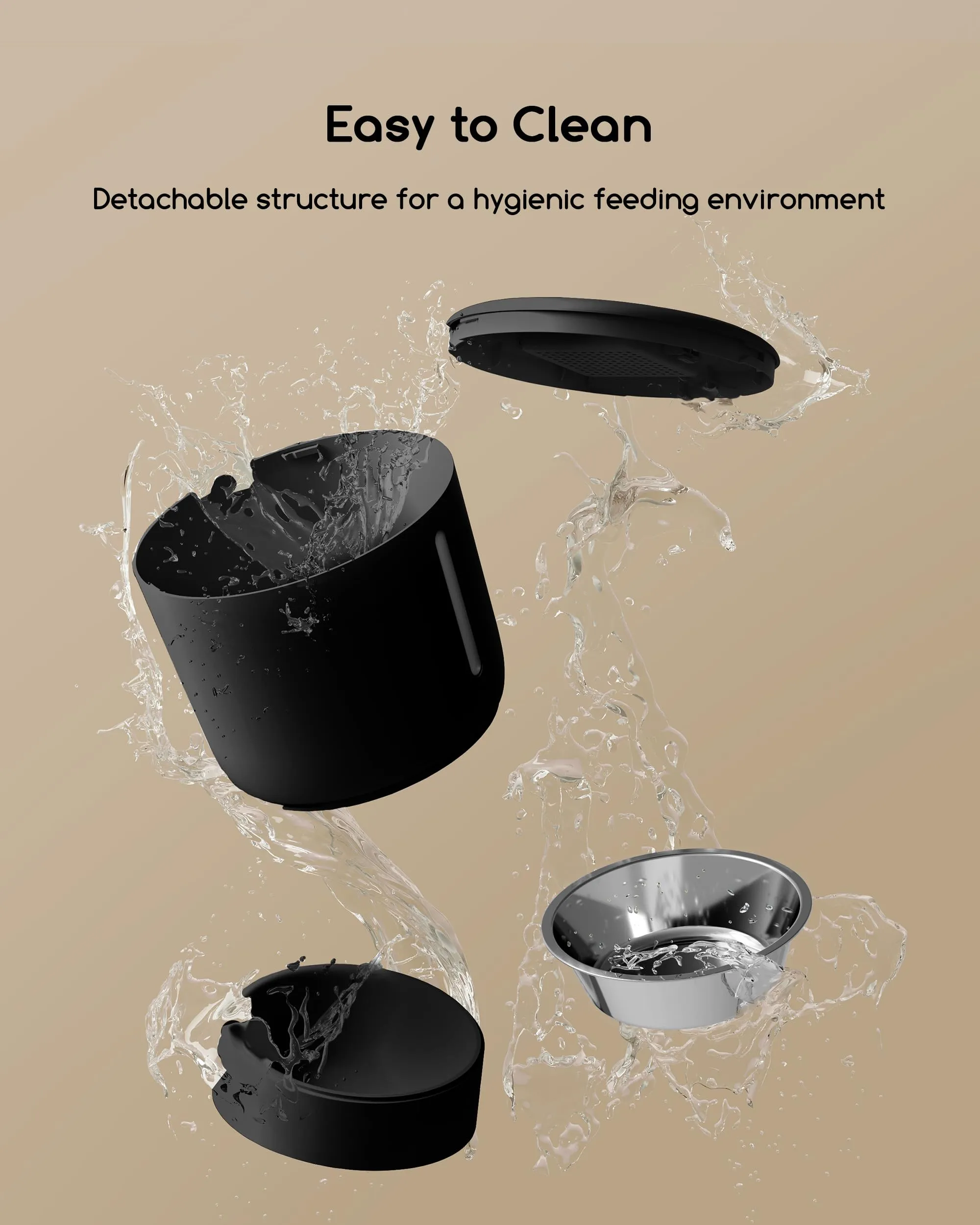 Faroro Distributore Automatico Cibo Gatti 4L, Dispenser Crocchette con Porzioni Regolabili, Messaggio Vocale 10s e Alimentazione Lenta (Nero) - immagine 7