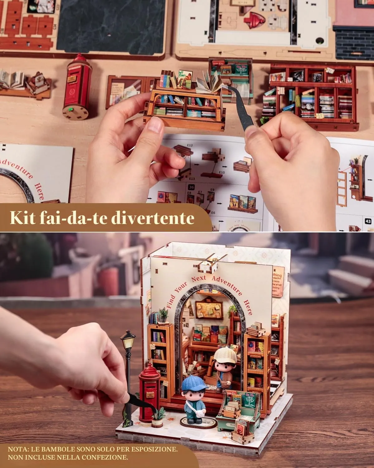 CUTEBEE Book Nook Kit Jack's Bookery DIY Miniature Dollhouse with LED Light - immagine 4