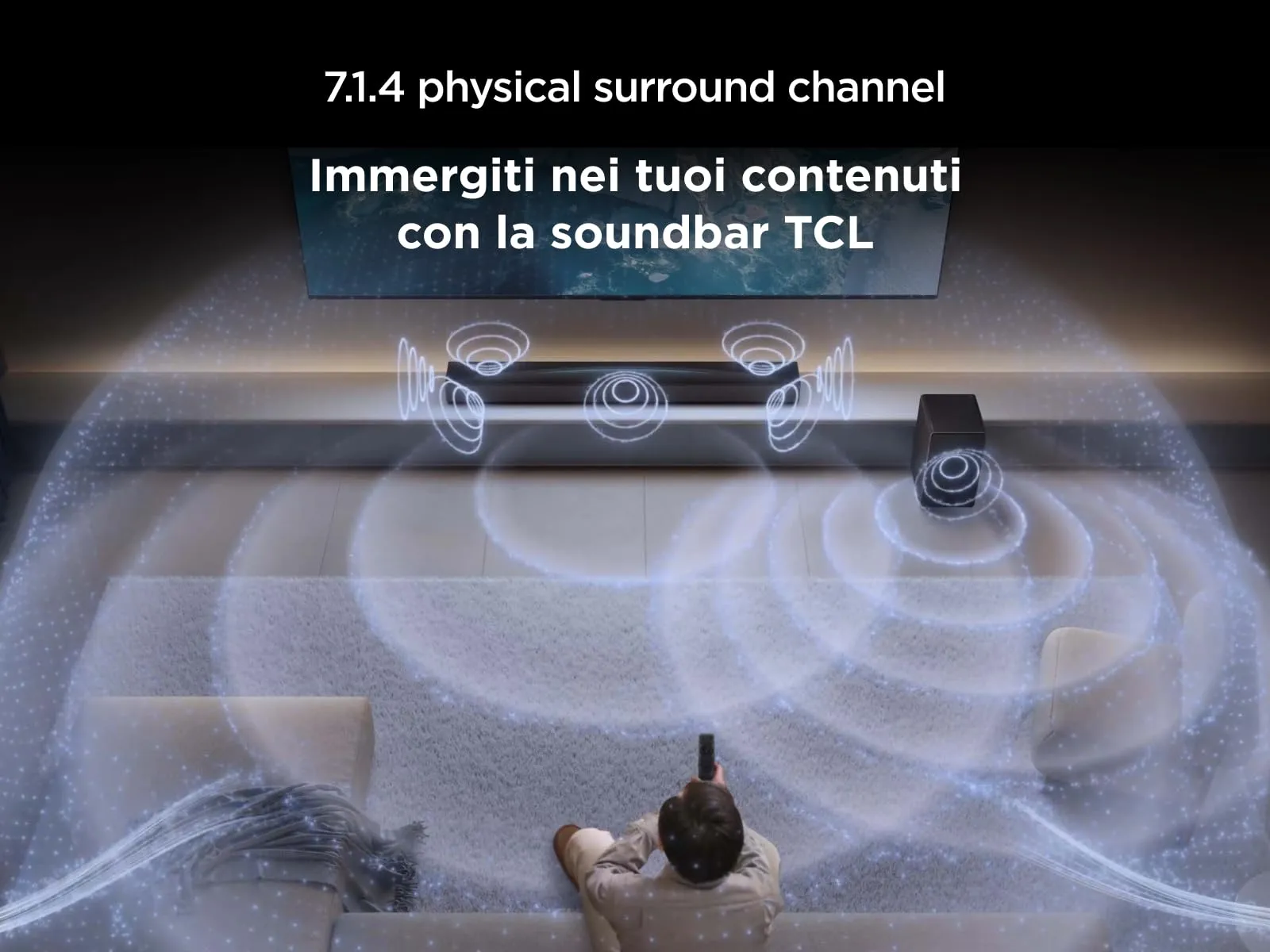 TCL Q85H Pro 7.1.4 Channel Soundbar, 860W, Dolby Atmos, DTS:X, Bluetooth 5.1, HDMI 2.1 Passthrough - immagine 6