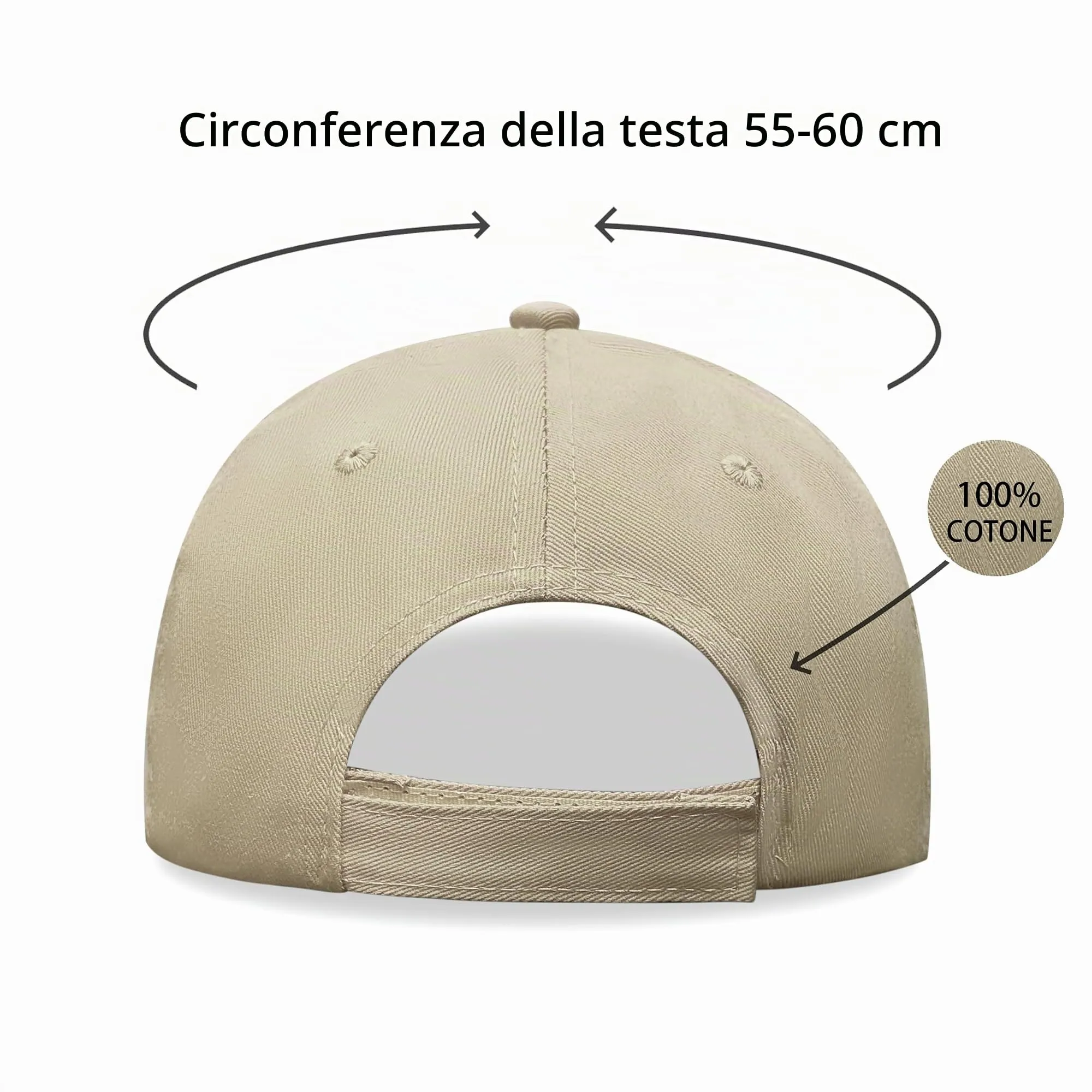 Bella Accessori Cappellino Baseball Regolabile Unisex in Cotone, Beige Scuro - immagine 5