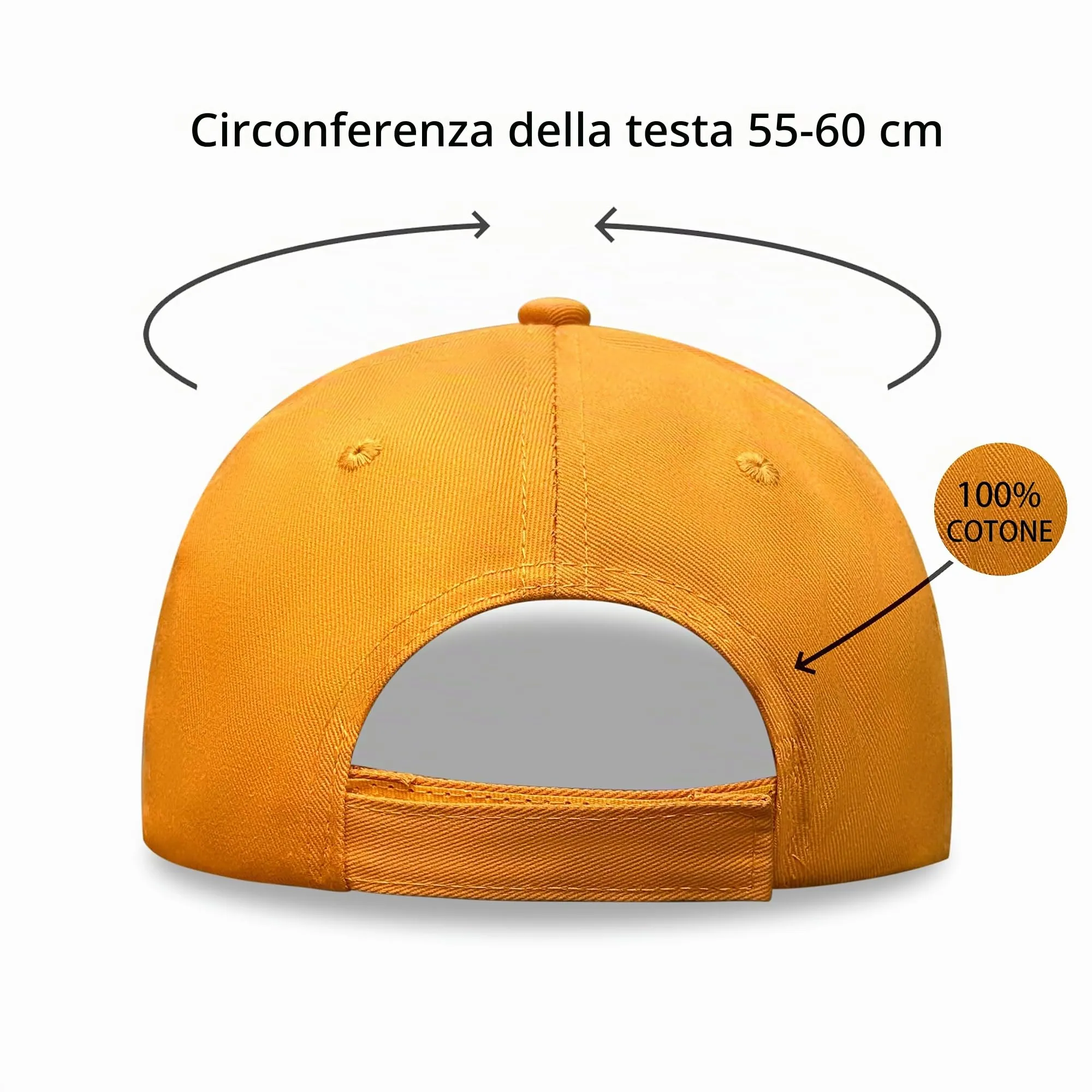 Bella Accessori Cappellino Baseball Regolabile Unisex in Cotone, Giallo Ambra - immagine 5