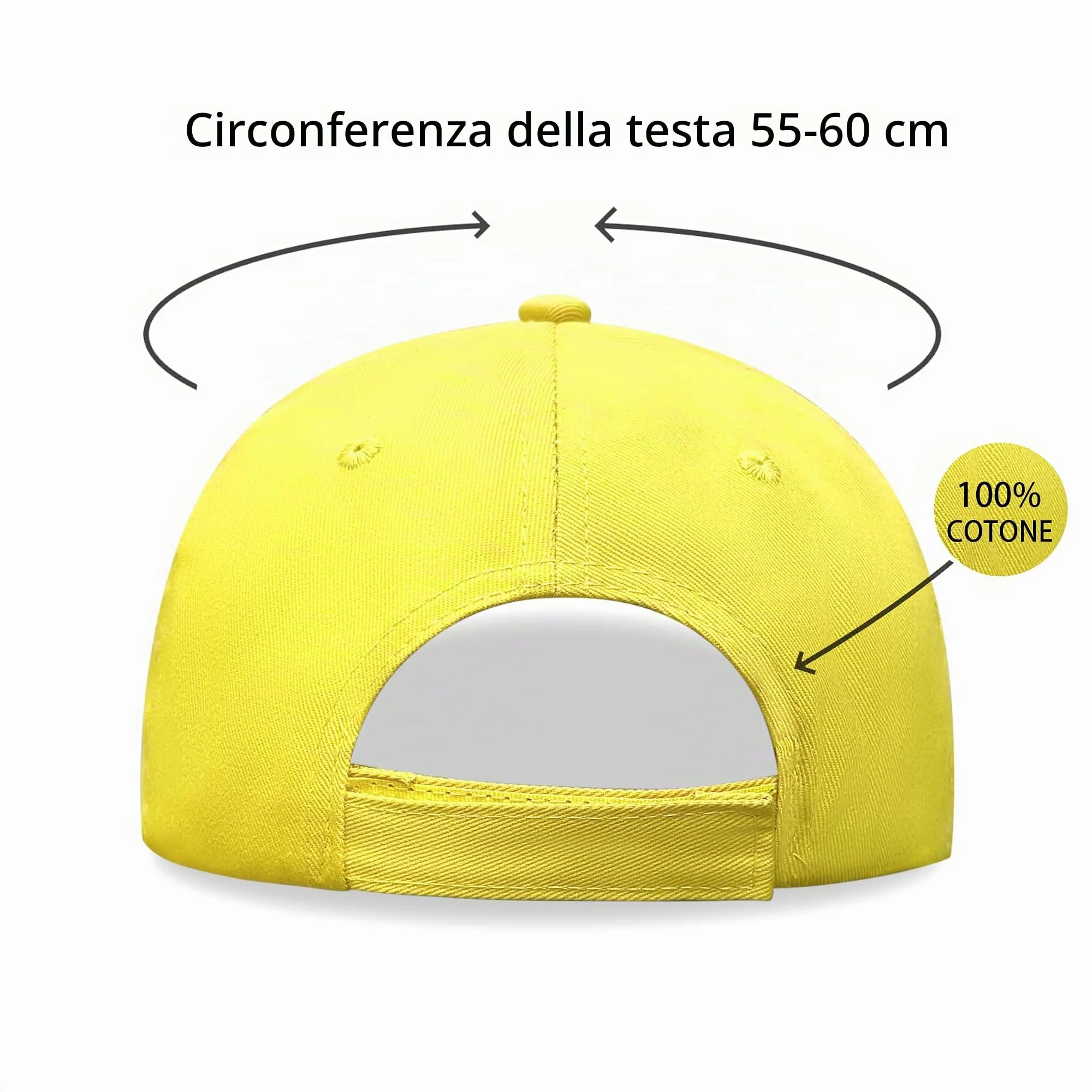 Bella Accessori Cappellino Baseball Regolabile Unisex in Cotone, Giallo Chiaro - immagine 5
