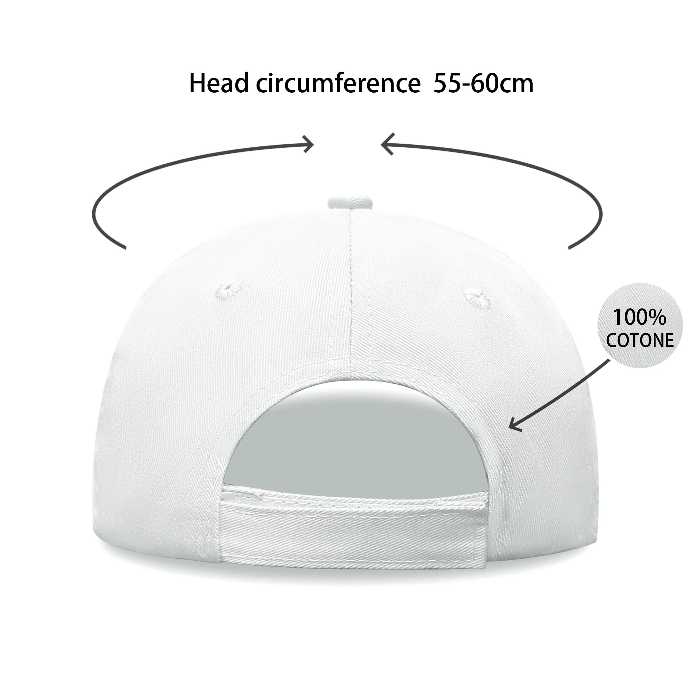 Bella Accessori Cappellino Baseball Regolabile Unisex in Cotone, Bianco - immagine 5