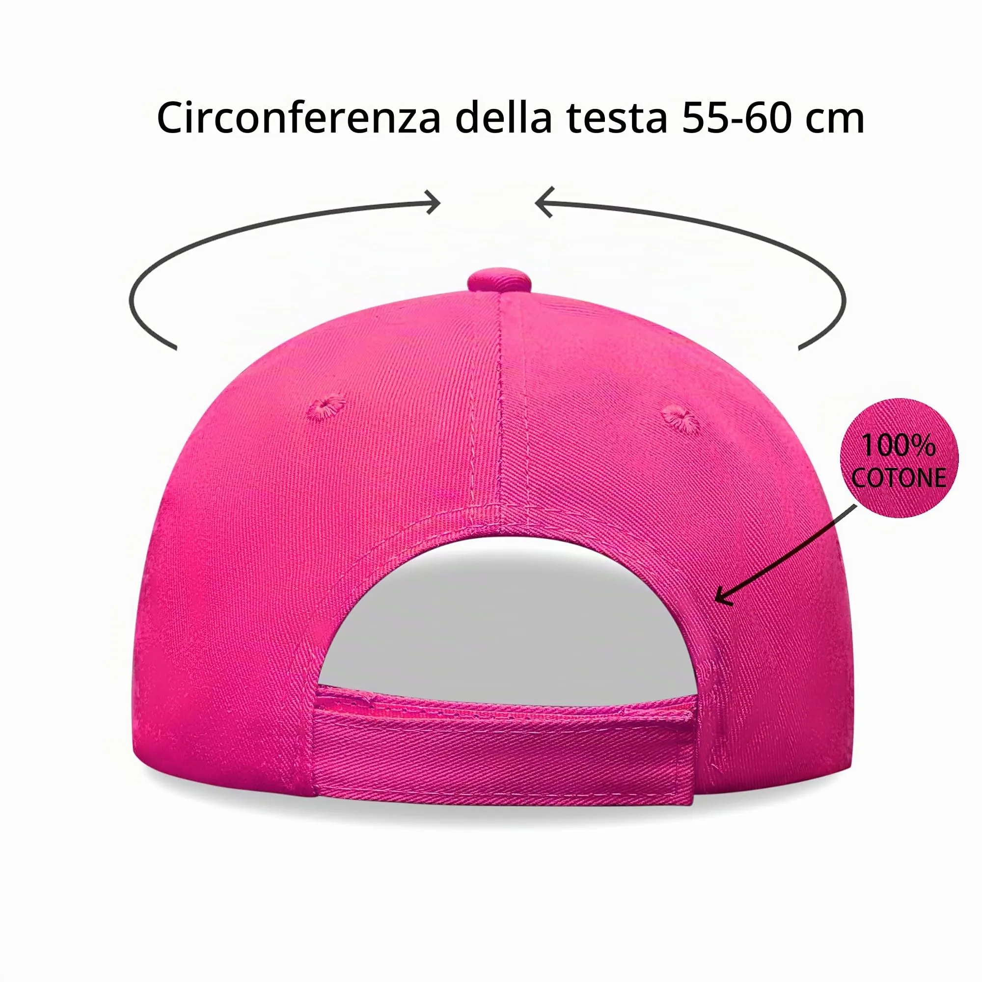 Bella Accessori Cappellino Baseball Regolabile in Cotone Unisex - Fuscia - immagine 5