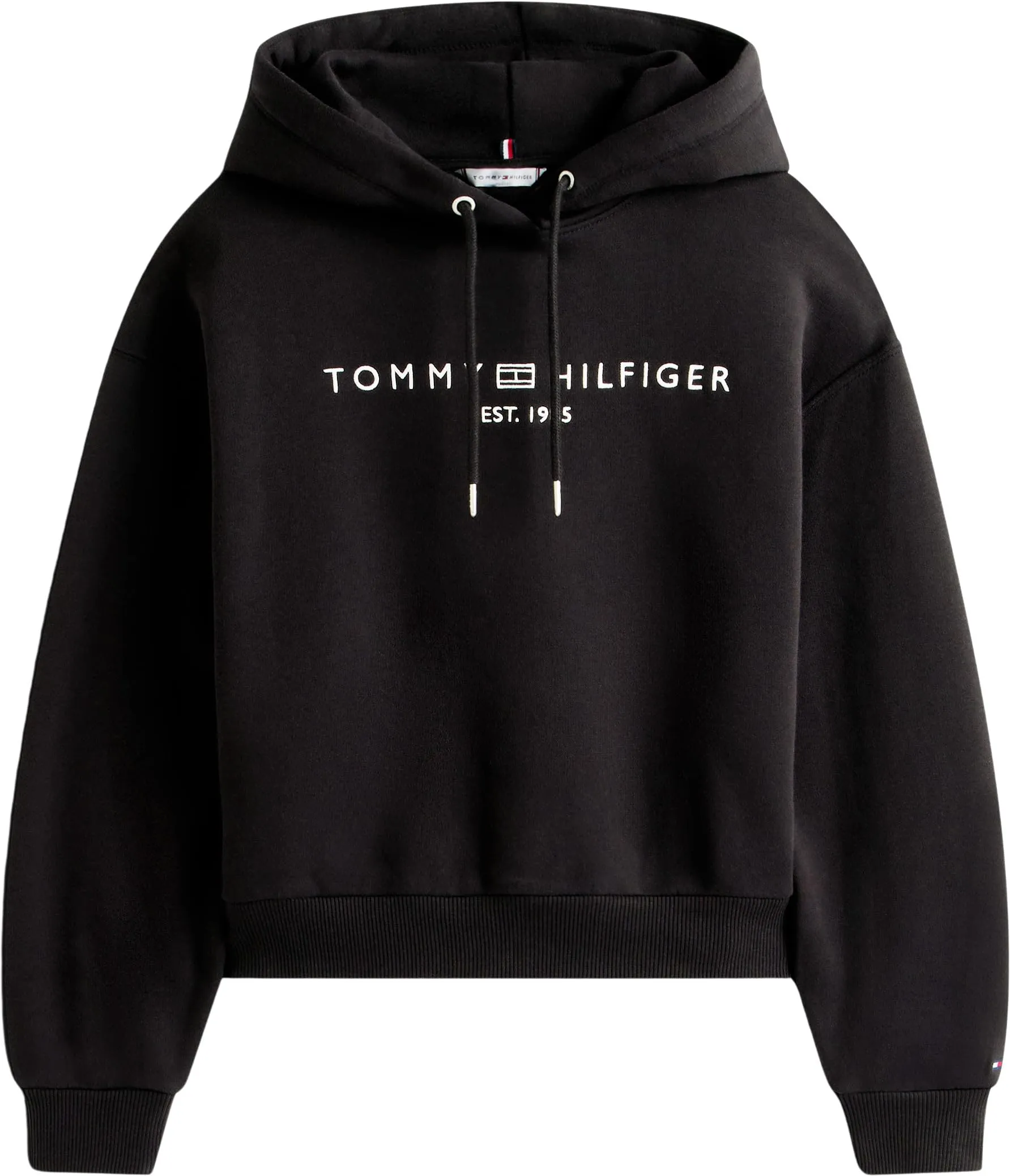 Tommy Hilfiger Donna Felpa con Cappuccio Corp Logo, Nero, XXS - immagine 6