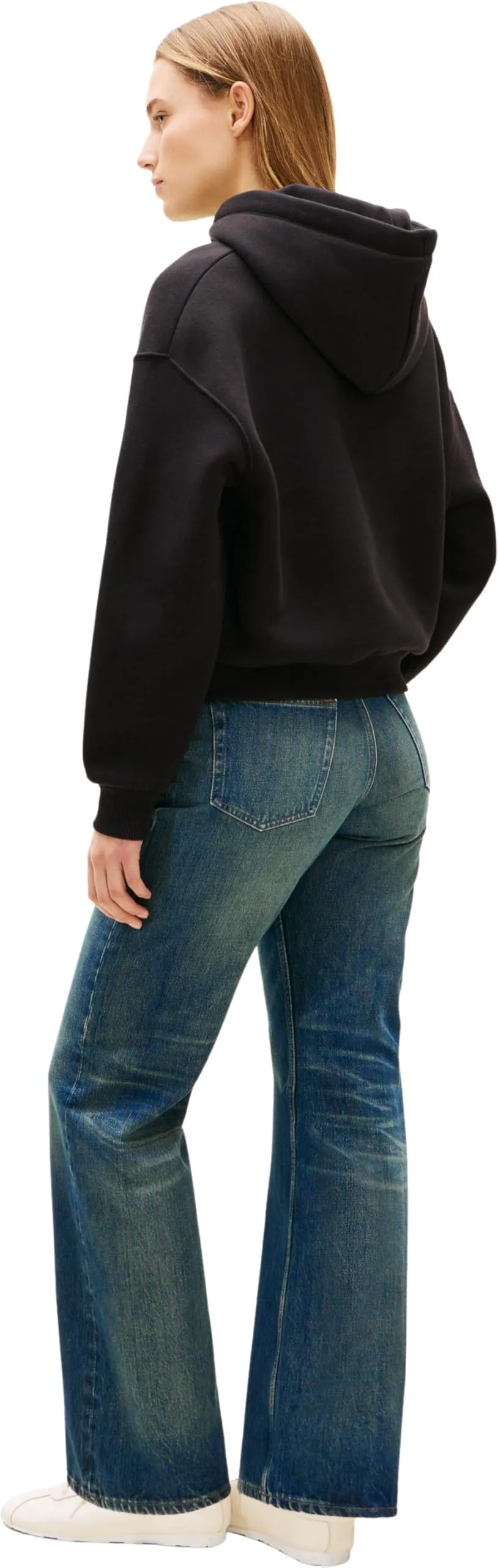 Tommy Hilfiger Donna Felpa con Cappuccio Corp Logo, Nero, S - immagine 3