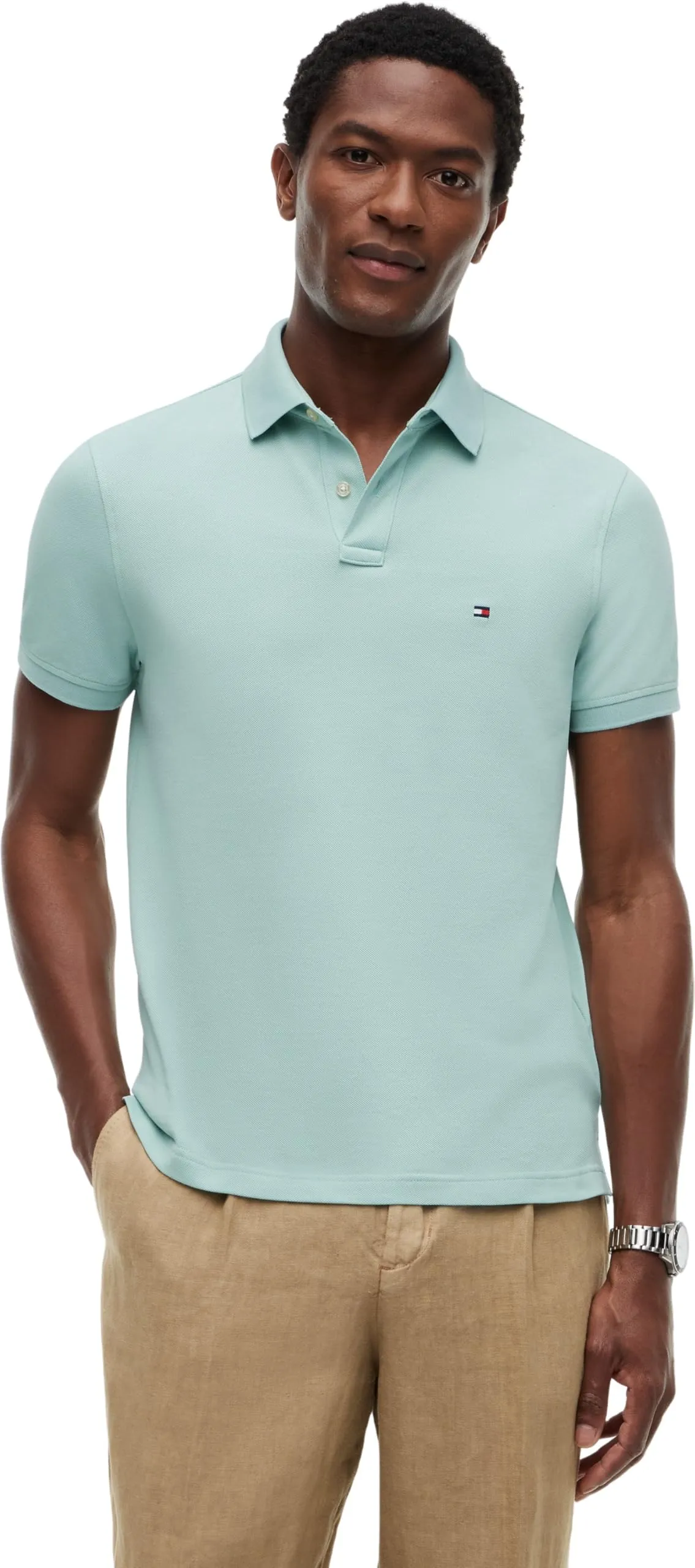Tommy Hilfiger 1985 Regular Fit Polo Shirt, Crushed Mint, M - immagine 1