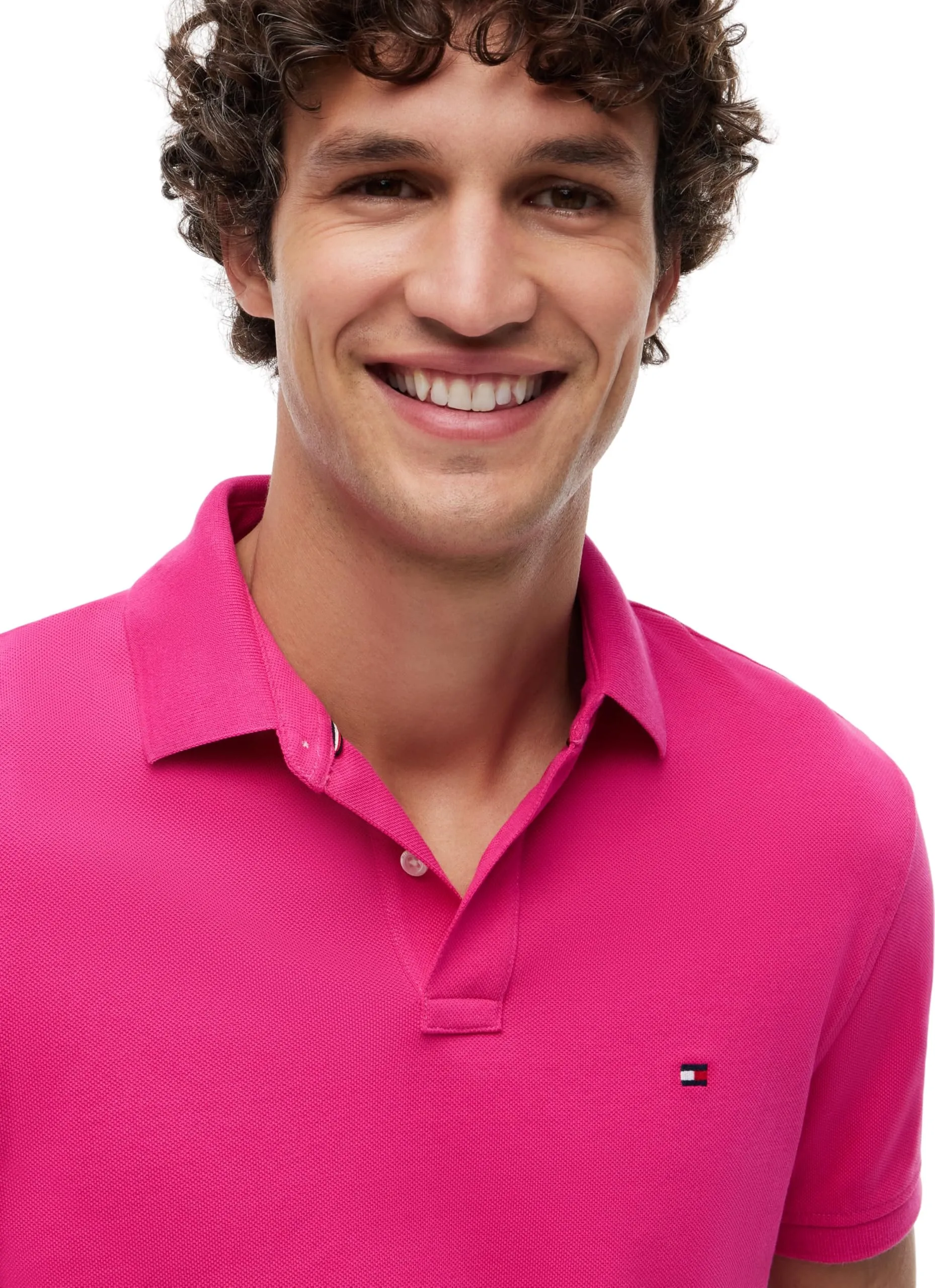 Tommy Hilfiger 1985 Regular Fit Men's Short Sleeve Polo Shirt, Pink (Eccentric Magenta), S - immagine 4