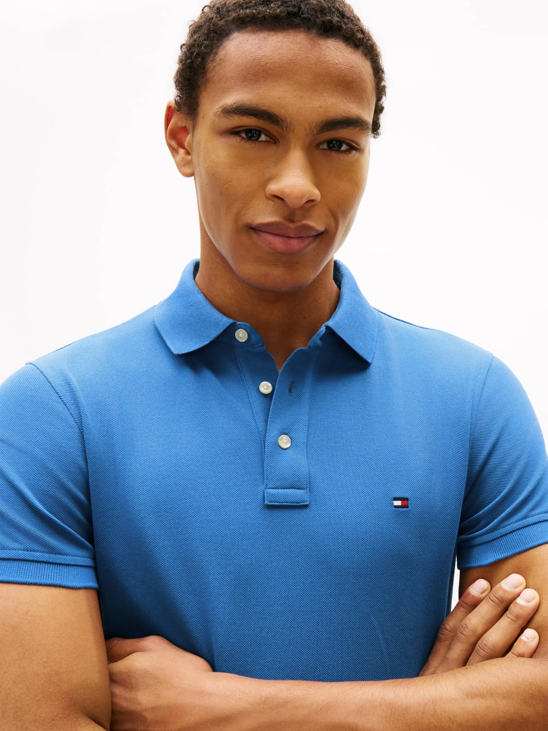 Tommy Hilfiger Uomo Maglietta Polo Maniche Corte 1985 Slim Fit, Blue Orbit, L - immagine 4