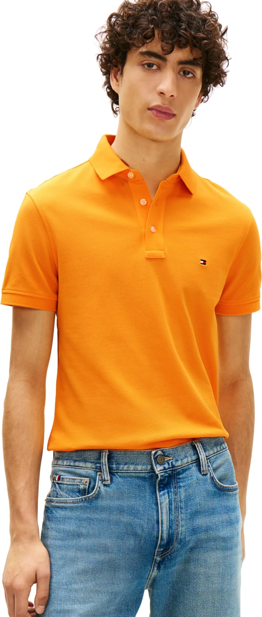 Tommy Hilfiger 1985 Slim Fit Polo Shirt, Orange Flash, S - immagine 1