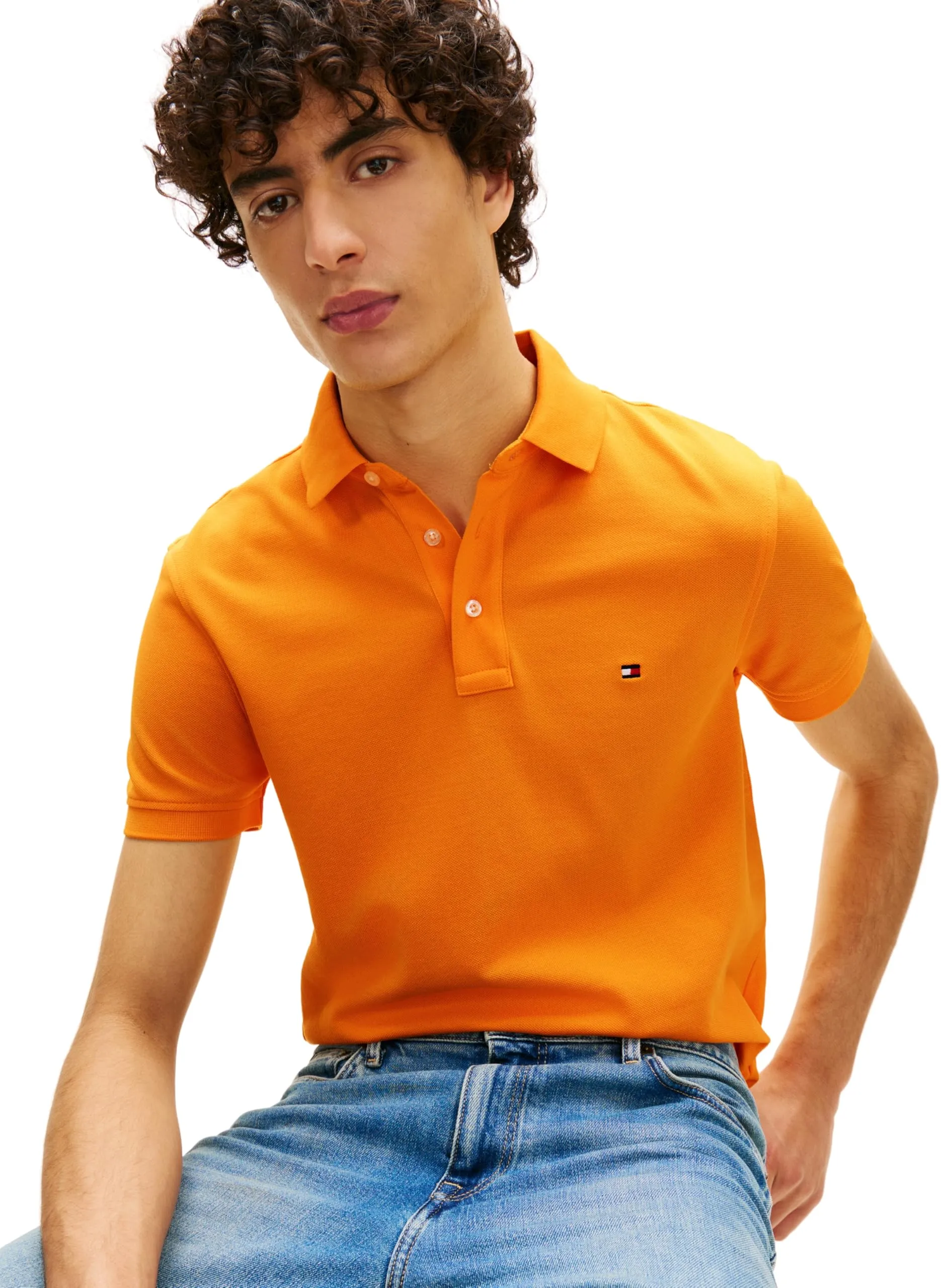 Tommy Hilfiger 1985 Slim Fit Polo Shirt, Orange Flash, S - immagine 4