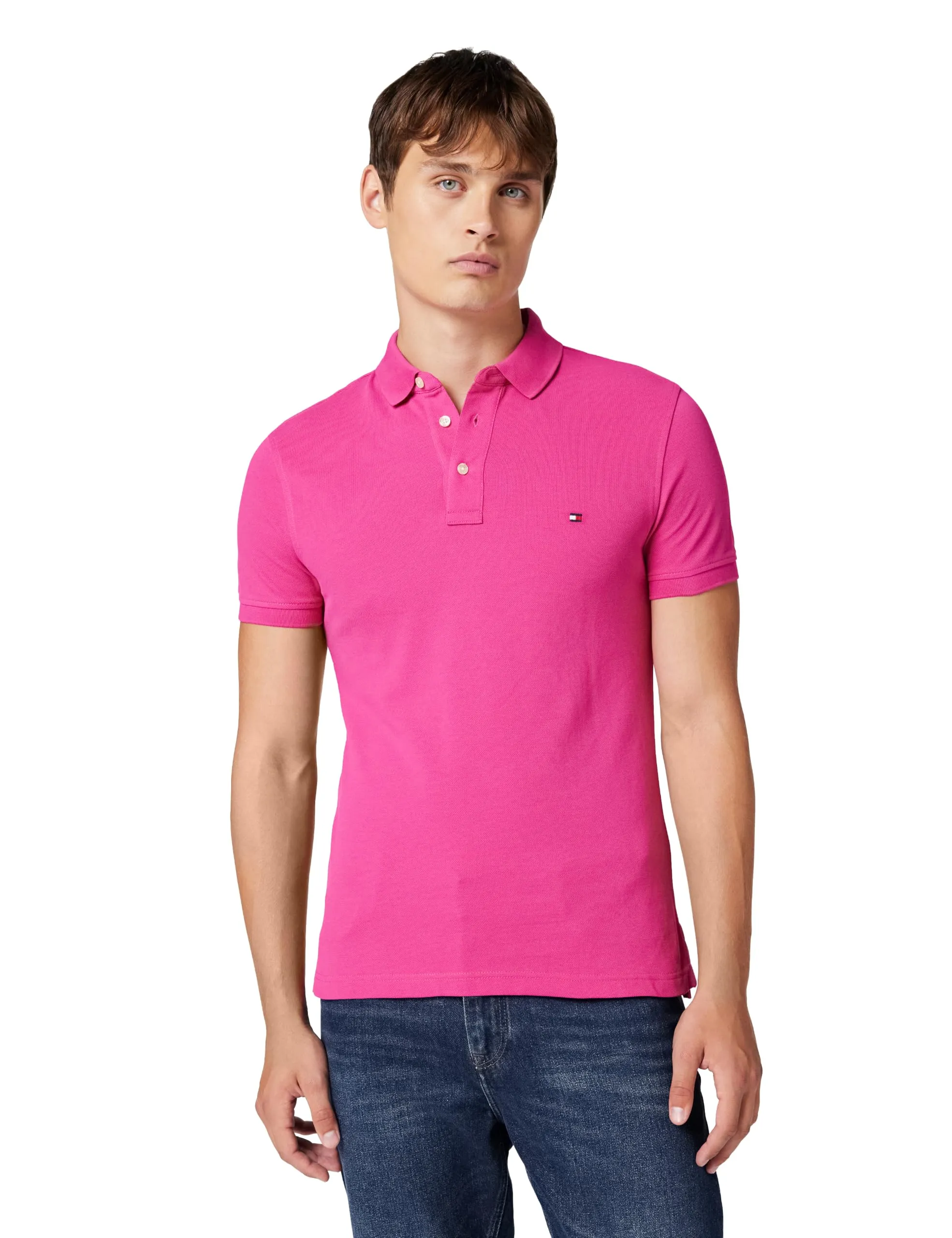 Tommy Hilfiger 1985 Slim Fit Polo Shirt, Rosa (Eccentric Magenta), XS - immagine 1