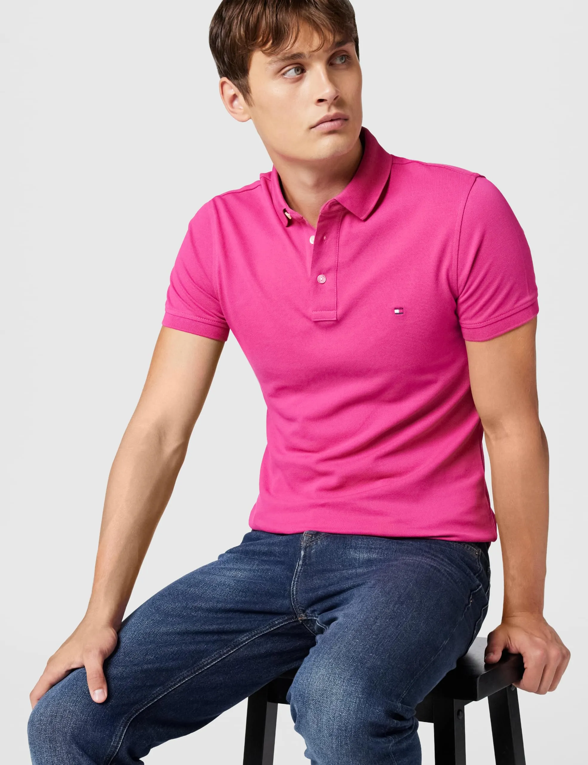 Tommy Hilfiger 1985 Slim Fit Polo Shirt, Rosa (Eccentric Magenta), XS - immagine 2