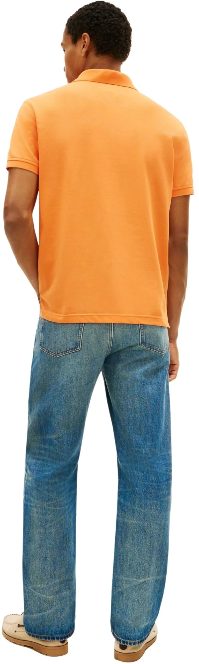 Tommy Hilfiger 1985 Regular Fit Men's Short Sleeve Polo Shirt, Orange Tulip, XS - immagine 2