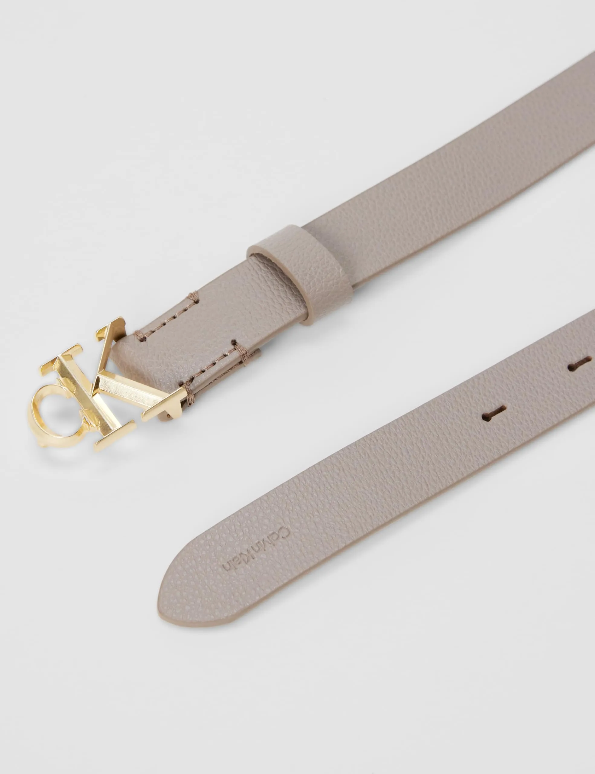 Calvin Klein Donna Cintura in Pelle 2,5 cm, Marrone (Dessert Taupe/Antique Light Gold), 100 cm - immagine 3
