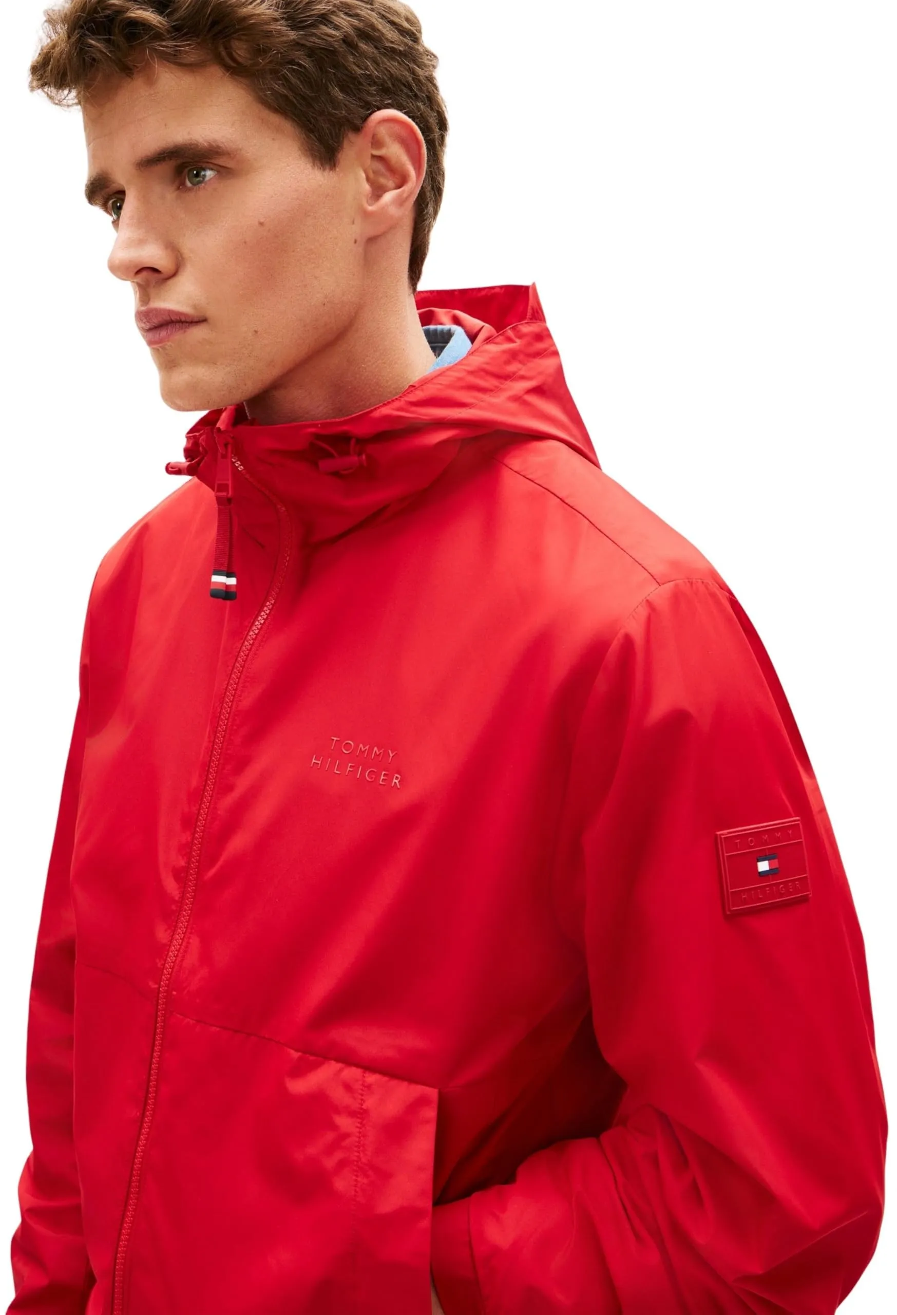 Tommy Hilfiger Uomo Giacca a Vento Hooded, Red (Medium Red), XS - immagine 4
